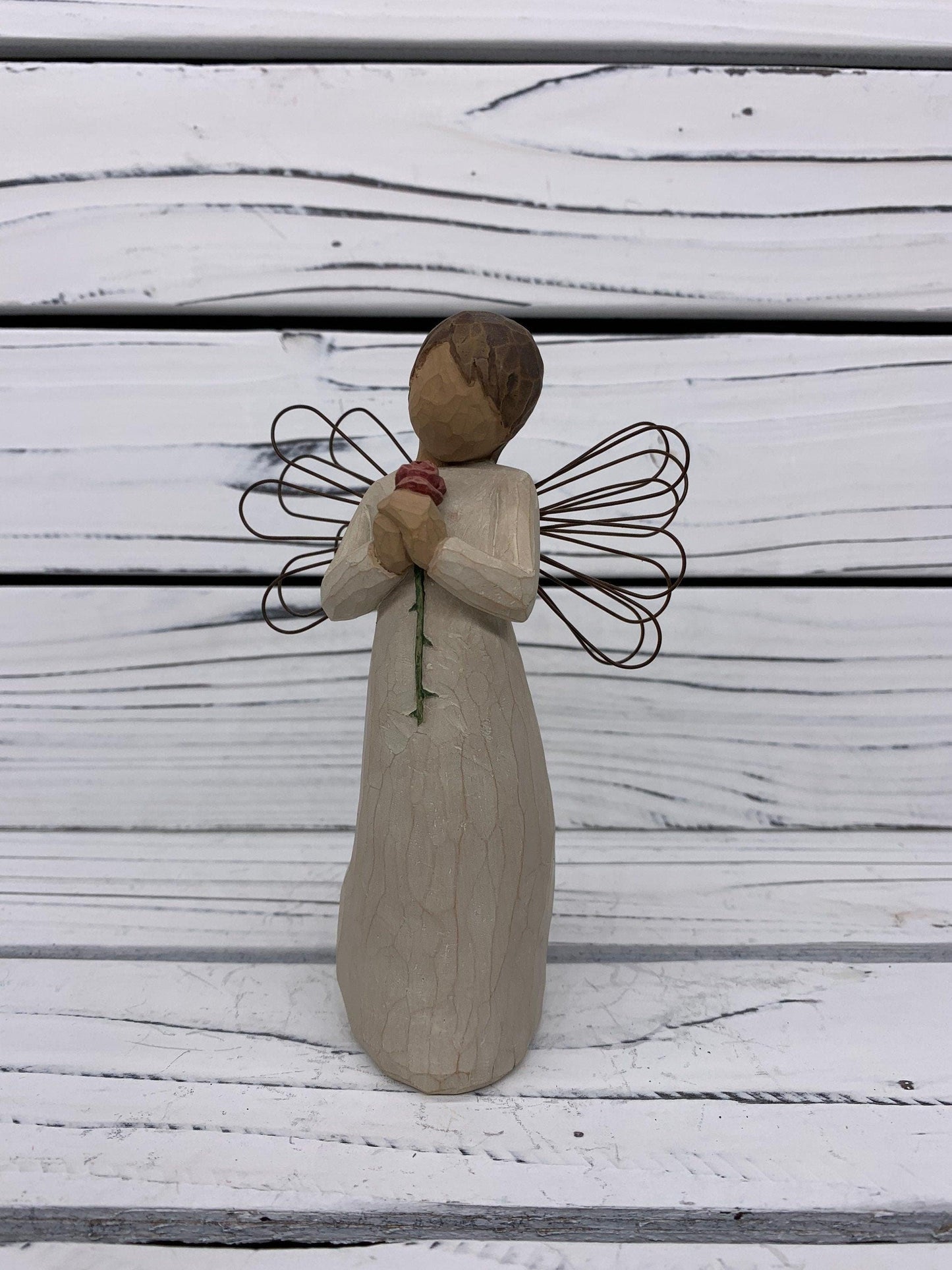 Willow Tree Loving Angel, Vintage Knick Knack Collectible Figurine, Wood Angel With Wings -Located at Funkyhouse Vintage Antique Store, Weiser Idaho