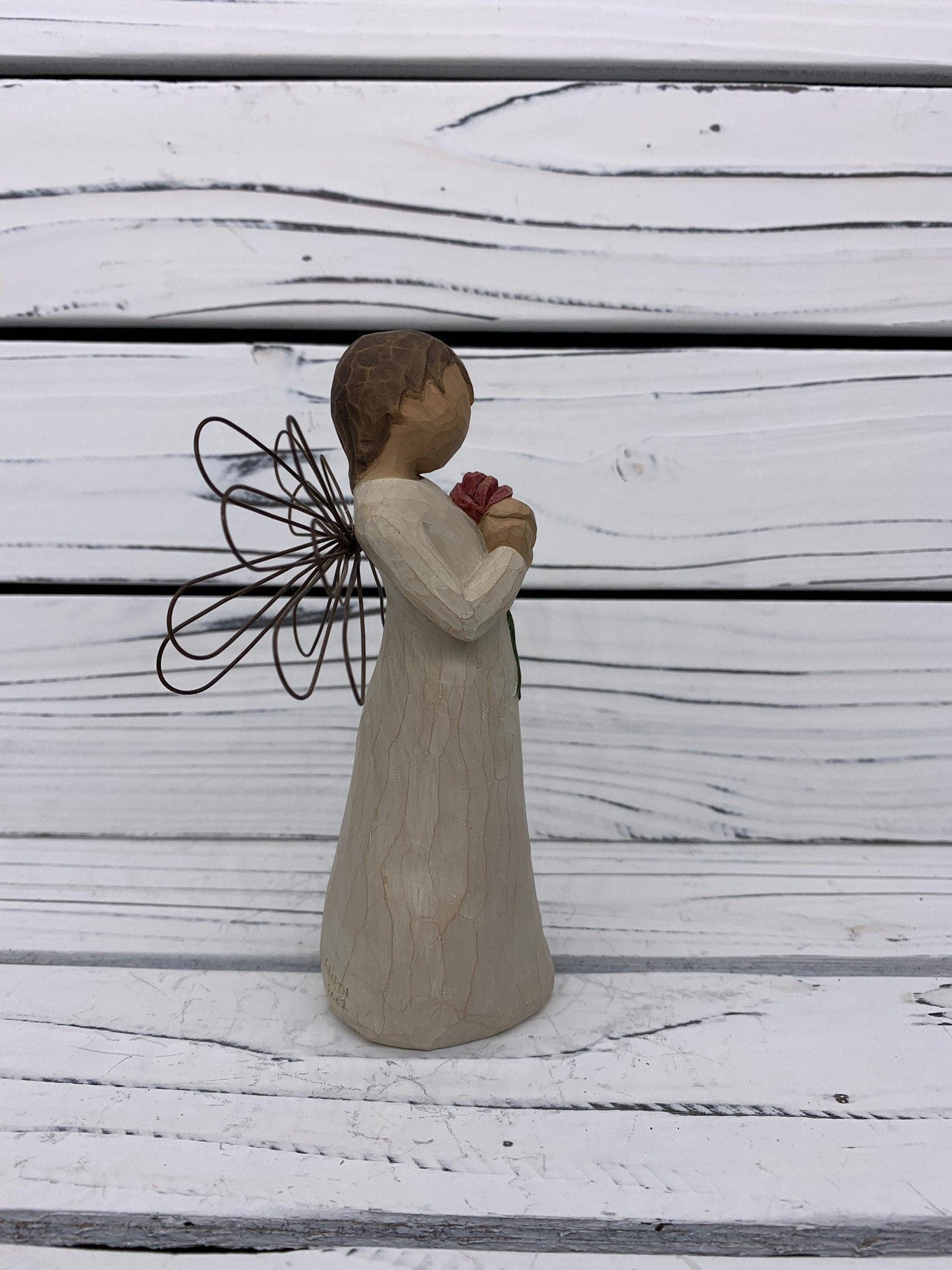 Willow Tree Loving Angel, Vintage Knick Knack Collectible Figurine, Wood Angel With Wings -Located at Funkyhouse Vintage Antique Store, Weiser Idaho