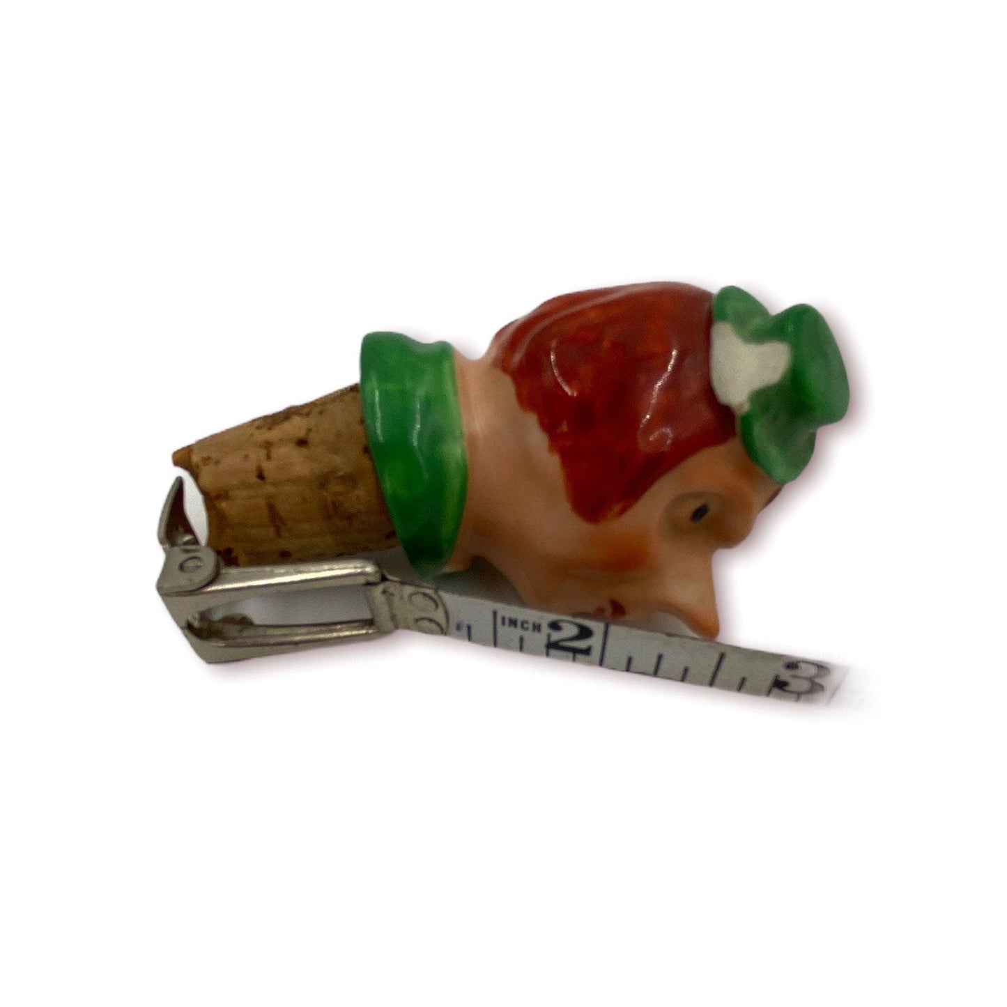 Wood Bottle Stopper Hand Carved Barware, Vintage Funky Bar Ware Wine Cork, Funny Eclectic Kitchen Utensil, Red Hair Man Elf -Located at Funkyhouse Vintage Antique Store, Weiser Idaho