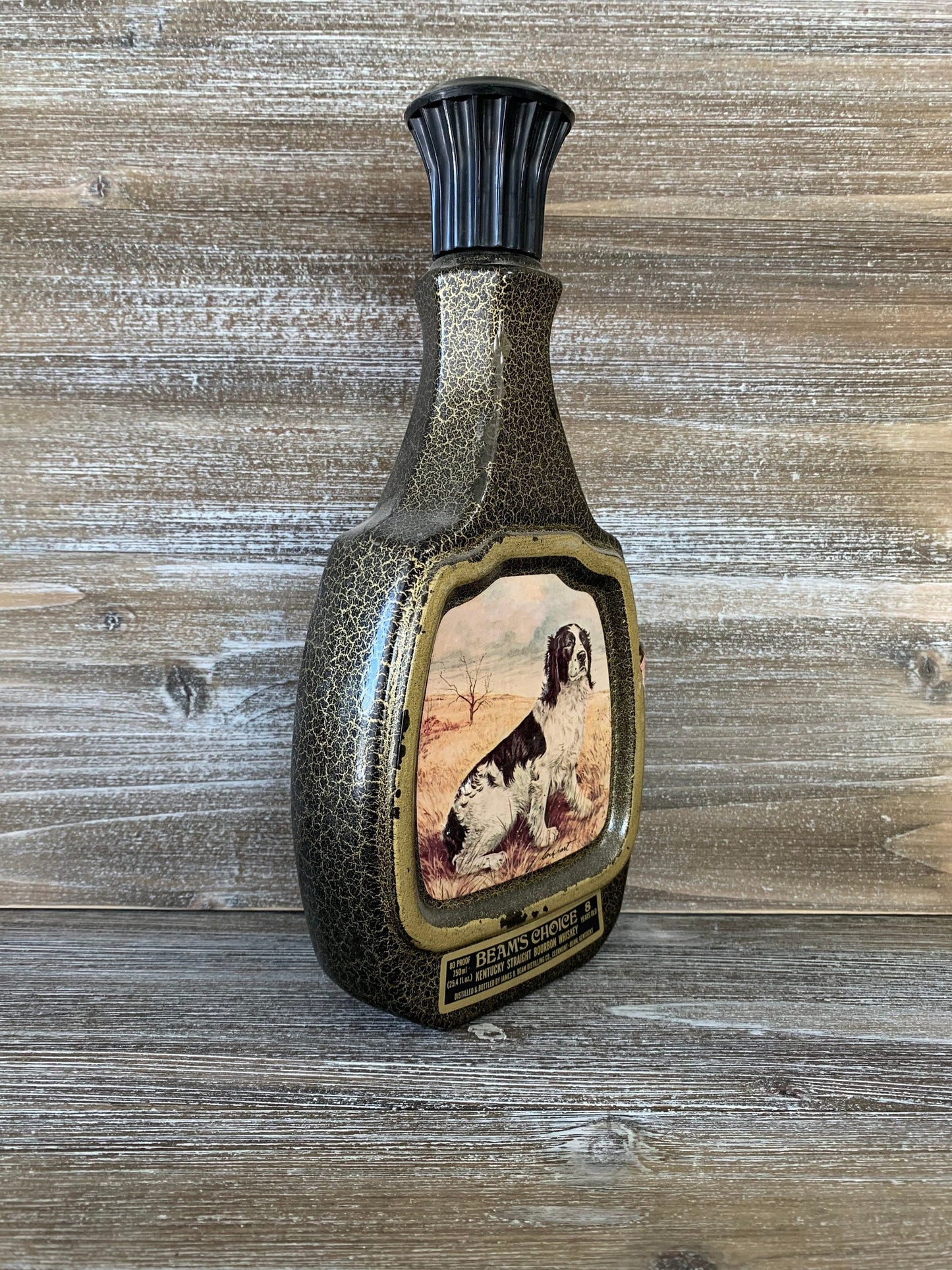 Vintage Jim Bean Decanter, James Lockhart Springer Spaniel Painting, Barware Collectible
