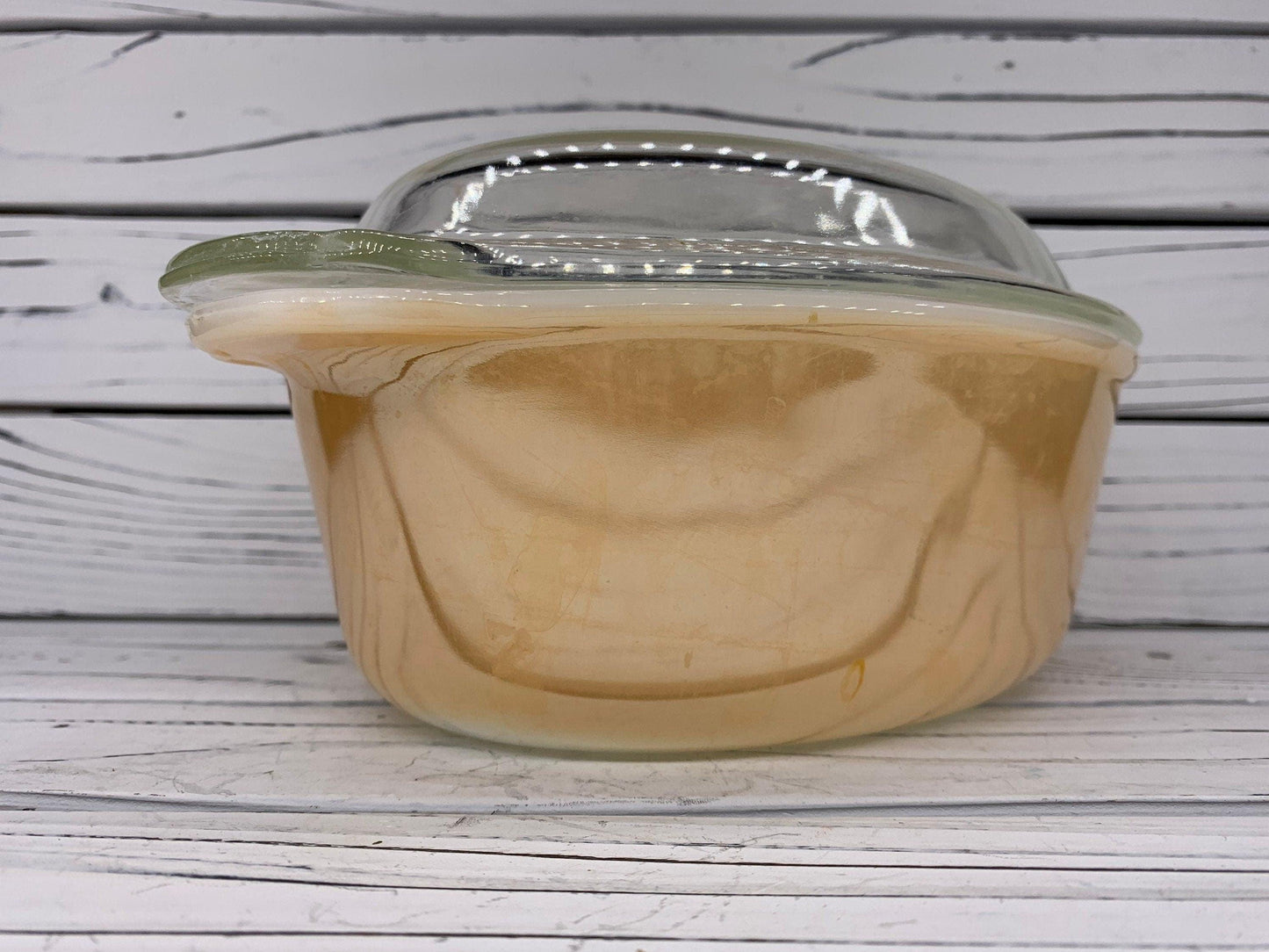 Anchor Hocking Fire King Peach Luster Casserole Dish With Lid, Oval Vintage Baking Dish Number 467 -Located at Funkyhouse Vintage Antique Store, Weiser Idaho