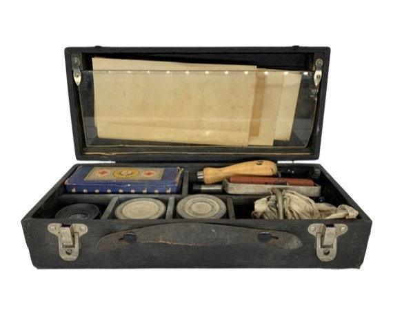 Antique Fingerprint Kit by Institute of Applied Science With 2 Sets of Fingerprints from 1930's. -Located at Funkyhouse Vintage Antique Store, Weiser Idaho