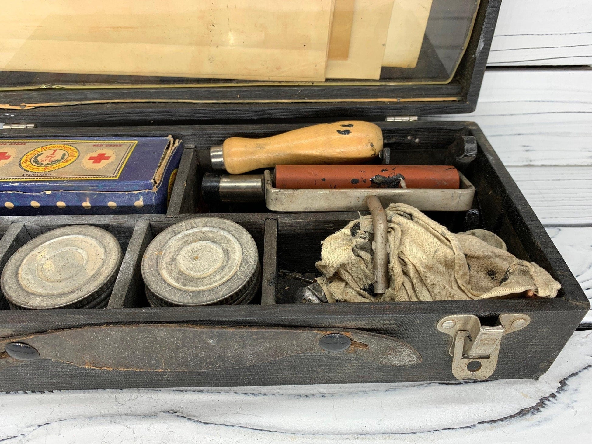 Antique Fingerprint Kit by Institute of Applied Science With 2 Sets of Fingerprints from 1930's. -Located at Funkyhouse Vintage Antique Store, Weiser Idaho