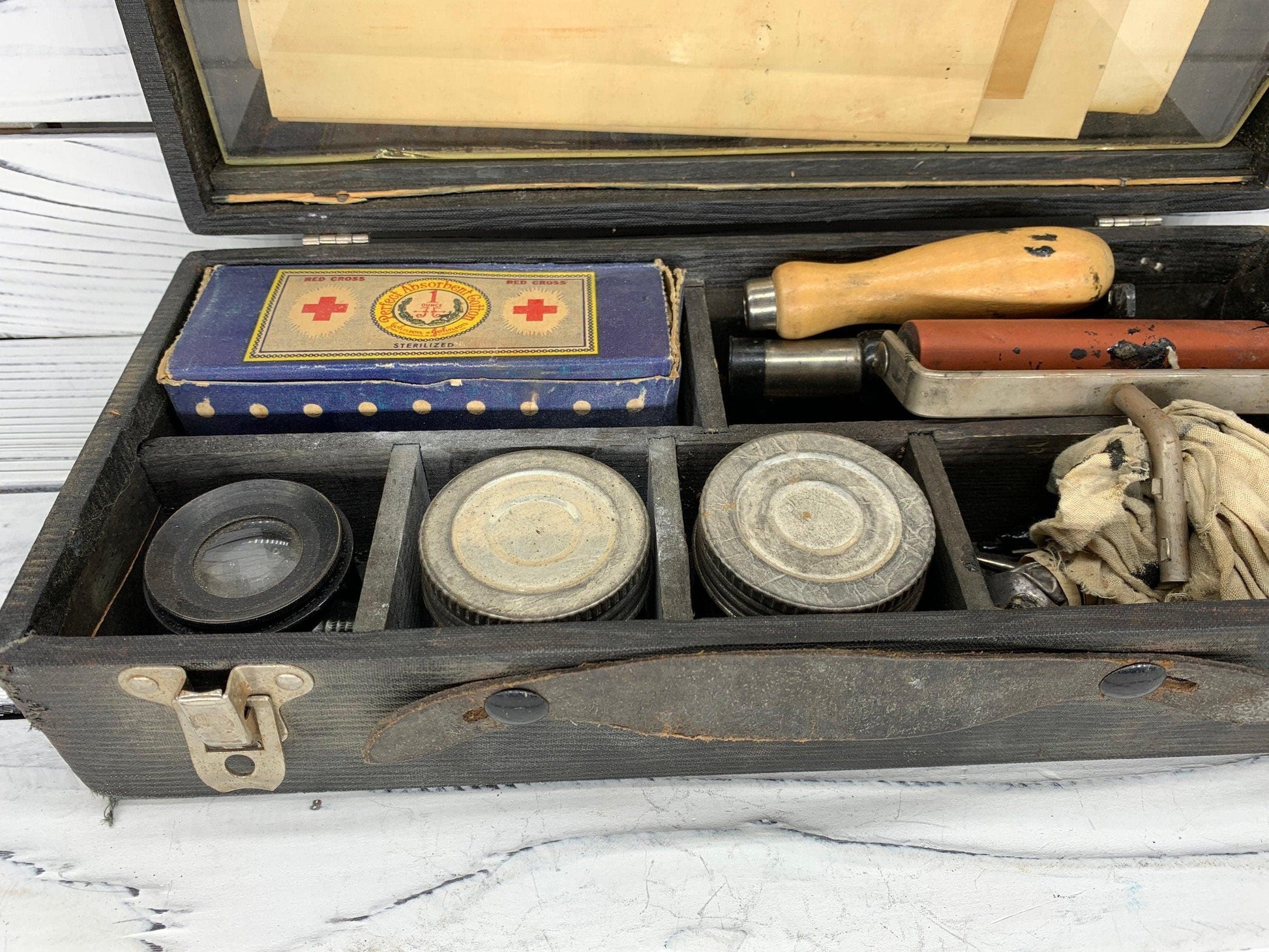 Antique Fingerprint Kit by Institute of Applied Science With 2 Sets of Fingerprints from 1930's. -Located at Funkyhouse Vintage Antique Store, Weiser Idaho