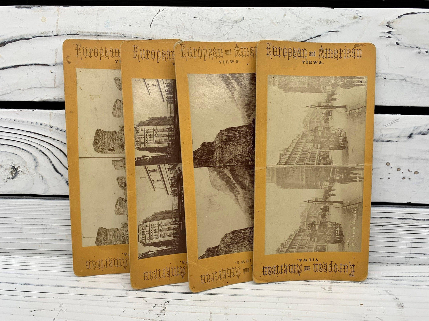 Antique Stereoscope Slides, Lot of 4 European And American Stereoviewer Cards, Vintage Ephemera, Scrapbooking Cards -Located at Funkyhouse Vintage Antique Store, Weiser Idaho