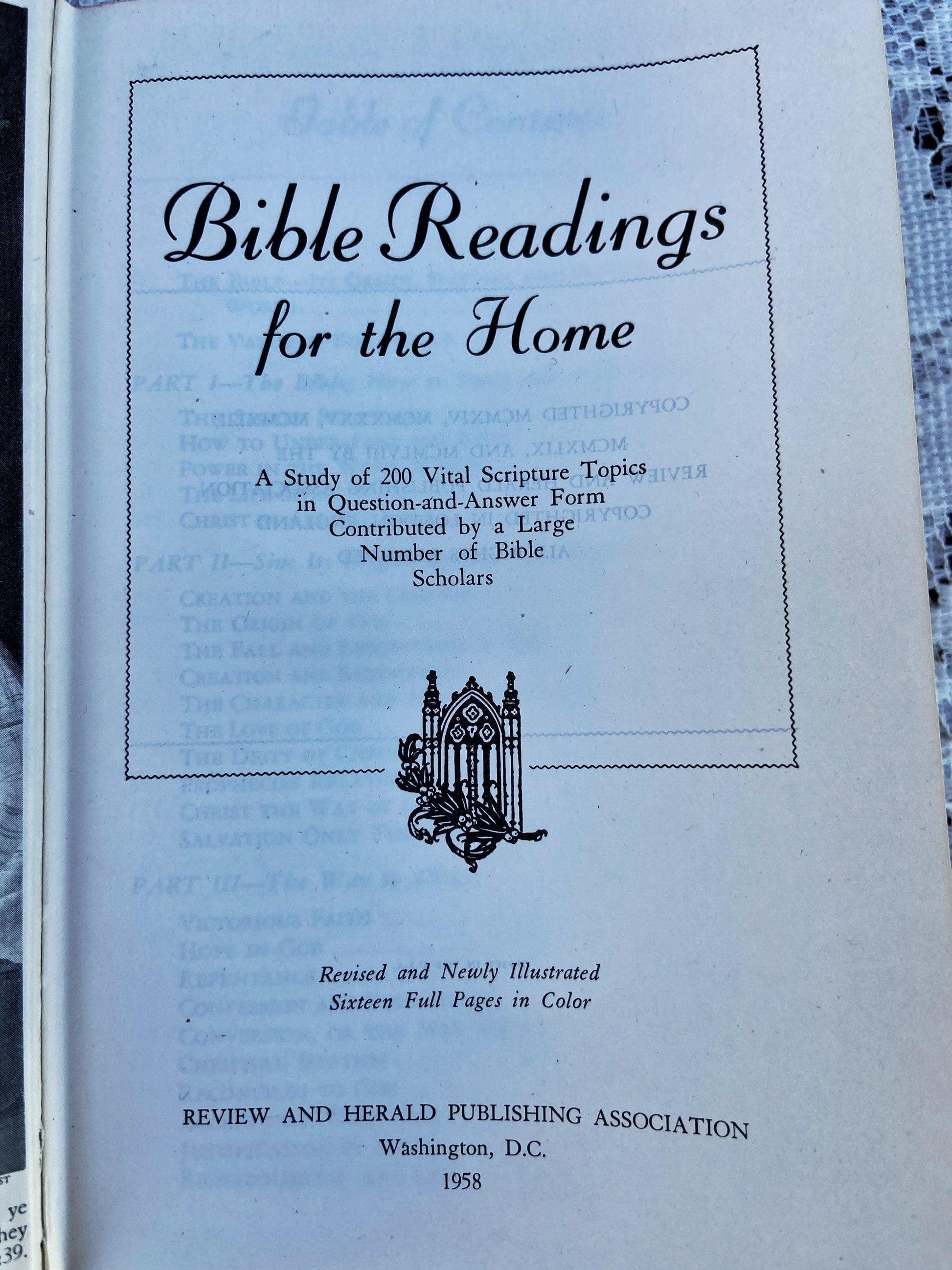 Bible Readings For The Home, Review And Harold 1958, Children’s Family Bible Book, 1958 Hardcover, Vintage Teachings -Located at Funkyhouse Vintage Antique Store, Weiser Idaho