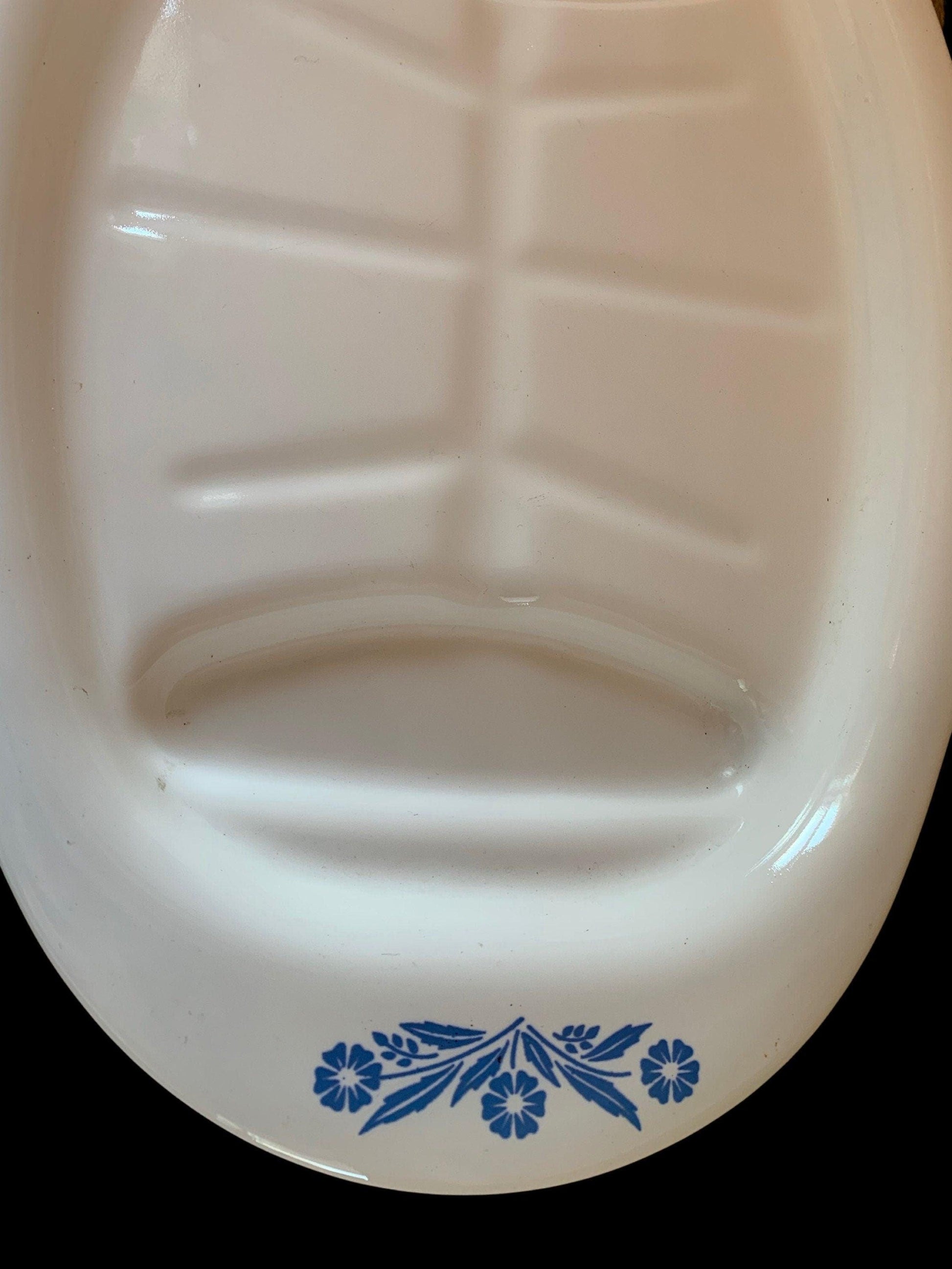 Corningware Platter, Blue Cornflower Pattern Vintage Corning Ware, White And Blue Vintage Serving Platter -Located at Funkyhouse Vintage Antique Store, Weiser Idaho