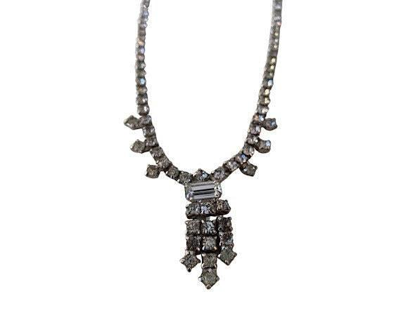 Costume Jewelry, Vintage Fake Diamond Necklace -Located at Funkyhouse Vintage Antique Store, Weiser Idaho