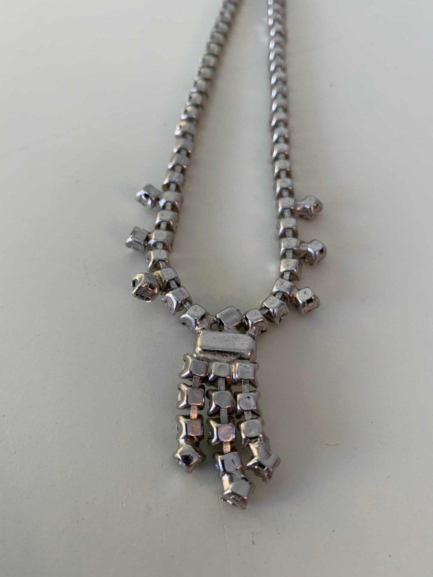 Costume Jewelry, Vintage Fake Diamond Necklace -Located at Funkyhouse Vintage Antique Store, Weiser Idaho
