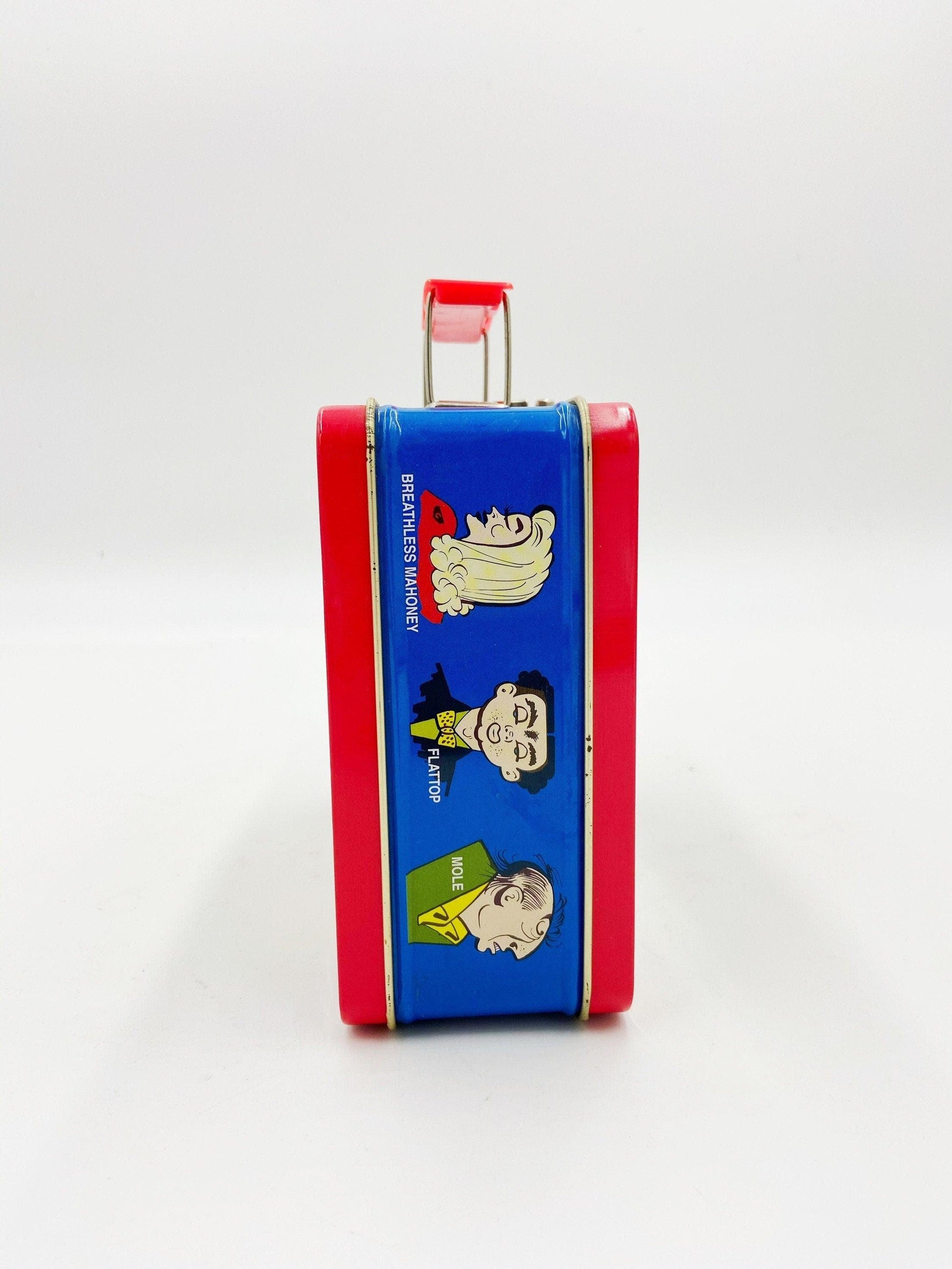 Dick Tracy 1998 Lunch Box, Blue Yellow Tin Lunch Box, Metal Lunchbox, Nostalgic Memorabilia, Colorful Tin -Located at Funkyhouse Vintage Antique Store, Weiser Idaho