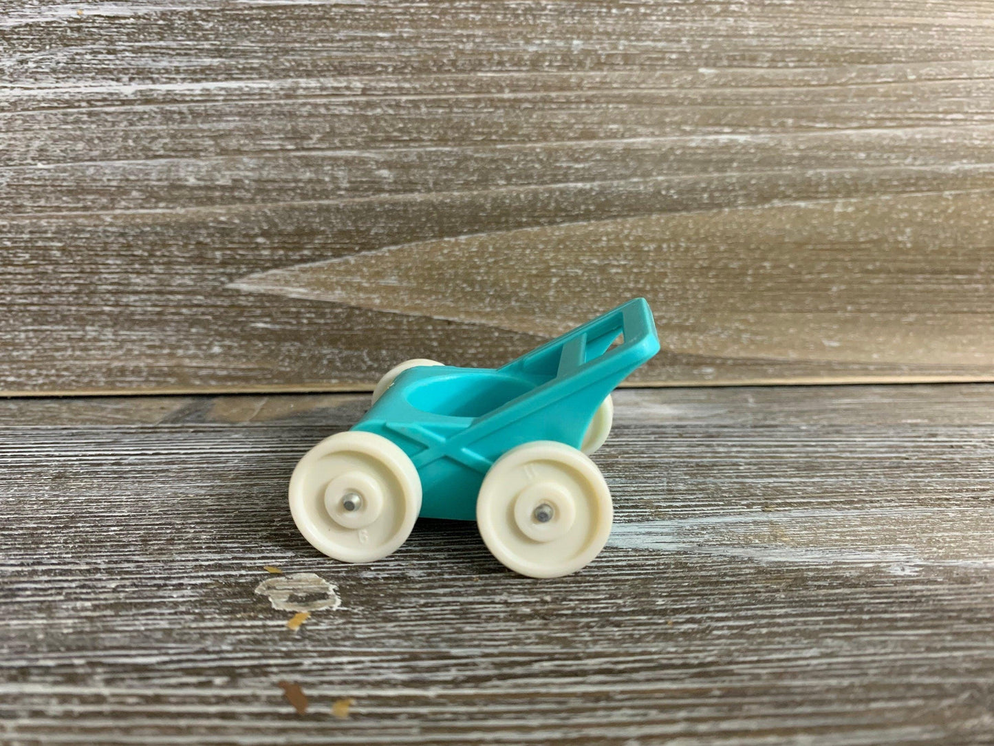 Fisher Price Baby Stroller, Vintage Little People Blue White Stroller -Located at Funkyhouse Vintage Antique Store, Weiser Idaho