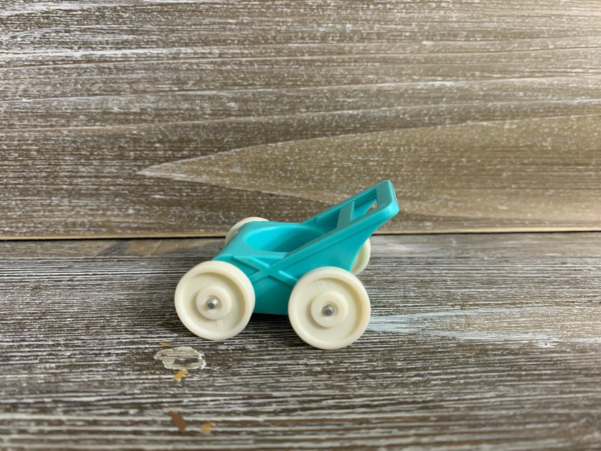 Fisher Price Baby Stroller, Vintage Little People Blue White Stroller -Located at Funkyhouse Vintage Antique Store, Weiser Idaho