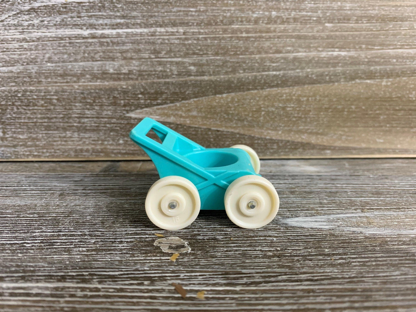 Fisher Price Baby Stroller, Vintage Little People Blue White Stroller -Located at Funkyhouse Vintage Antique Store, Weiser Idaho