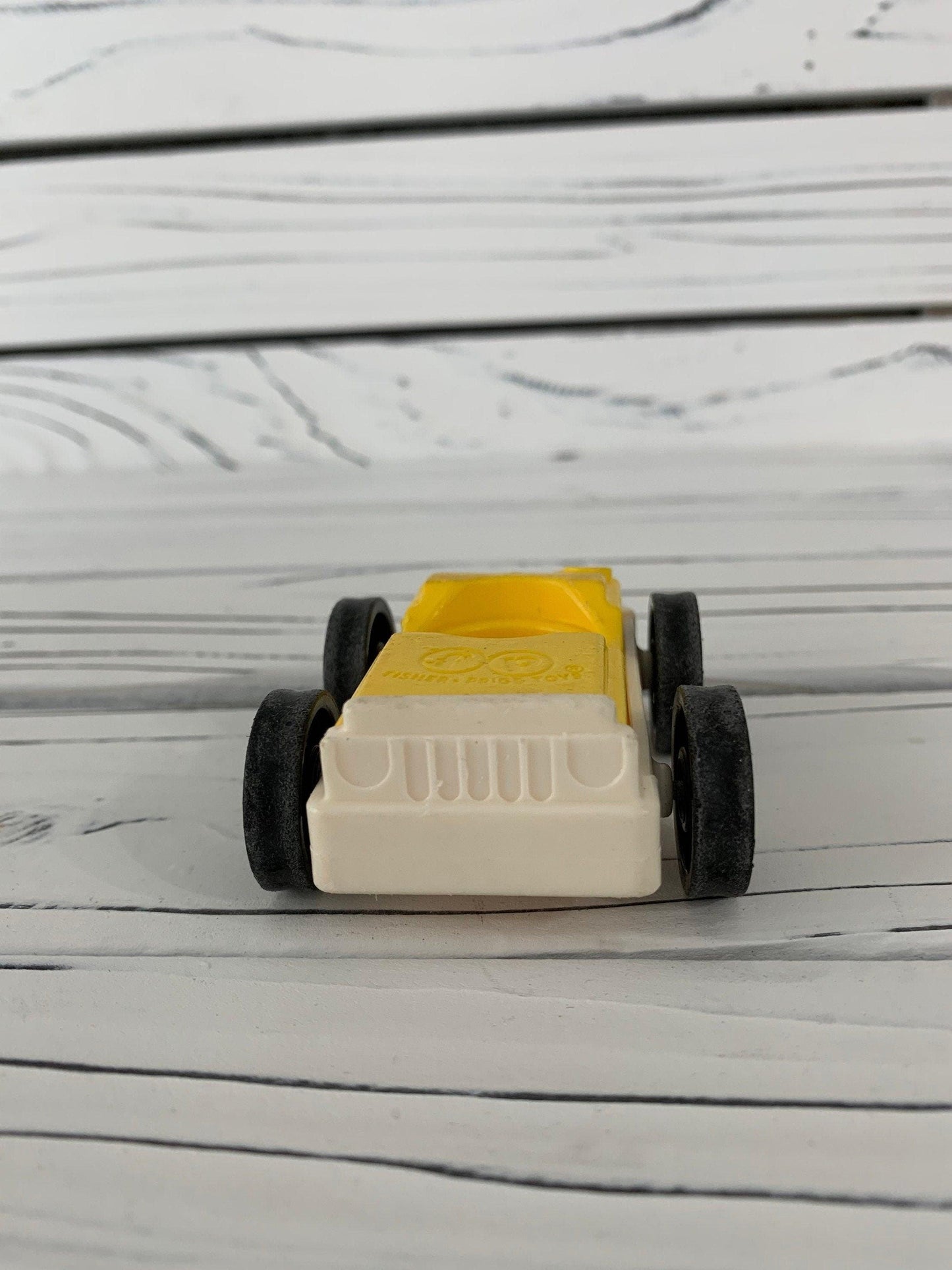 Fisher Price Car, Vintage Little People Yellow And White Vehicle -Located at Funkyhouse Vintage Antique Store, Weiser Idaho