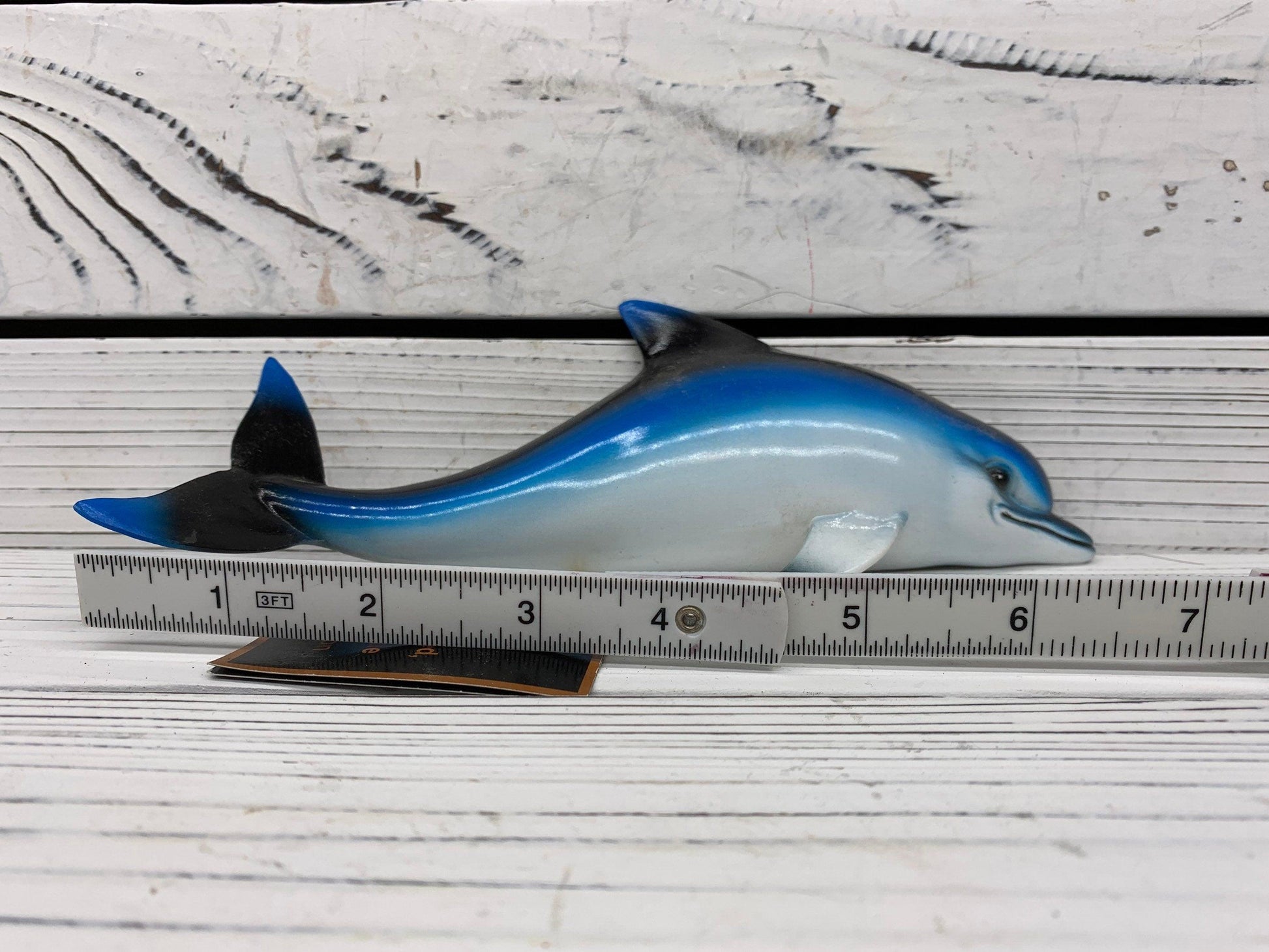 Hand Painted Dolphin, The CIT Wall Plaque Collection, Hanging Nautical Decor -Located at Funkyhouse Vintage Antique Store, Weiser Idaho