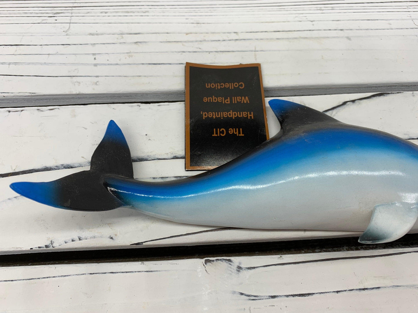 Hand Painted Dolphin, The CIT Wall Plaque Collection, Hanging Nautical Decor -Located at Funkyhouse Vintage Antique Store, Weiser Idaho