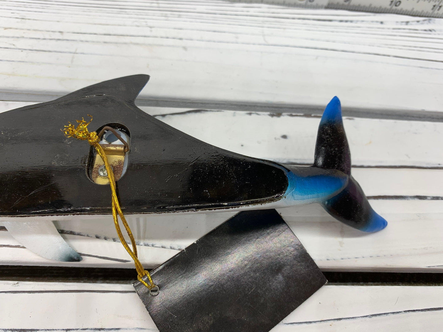 Hand Painted Dolphin, The CIT Wall Plaque Collection, Hanging Nautical Decor -Located at Funkyhouse Vintage Antique Store, Weiser Idaho