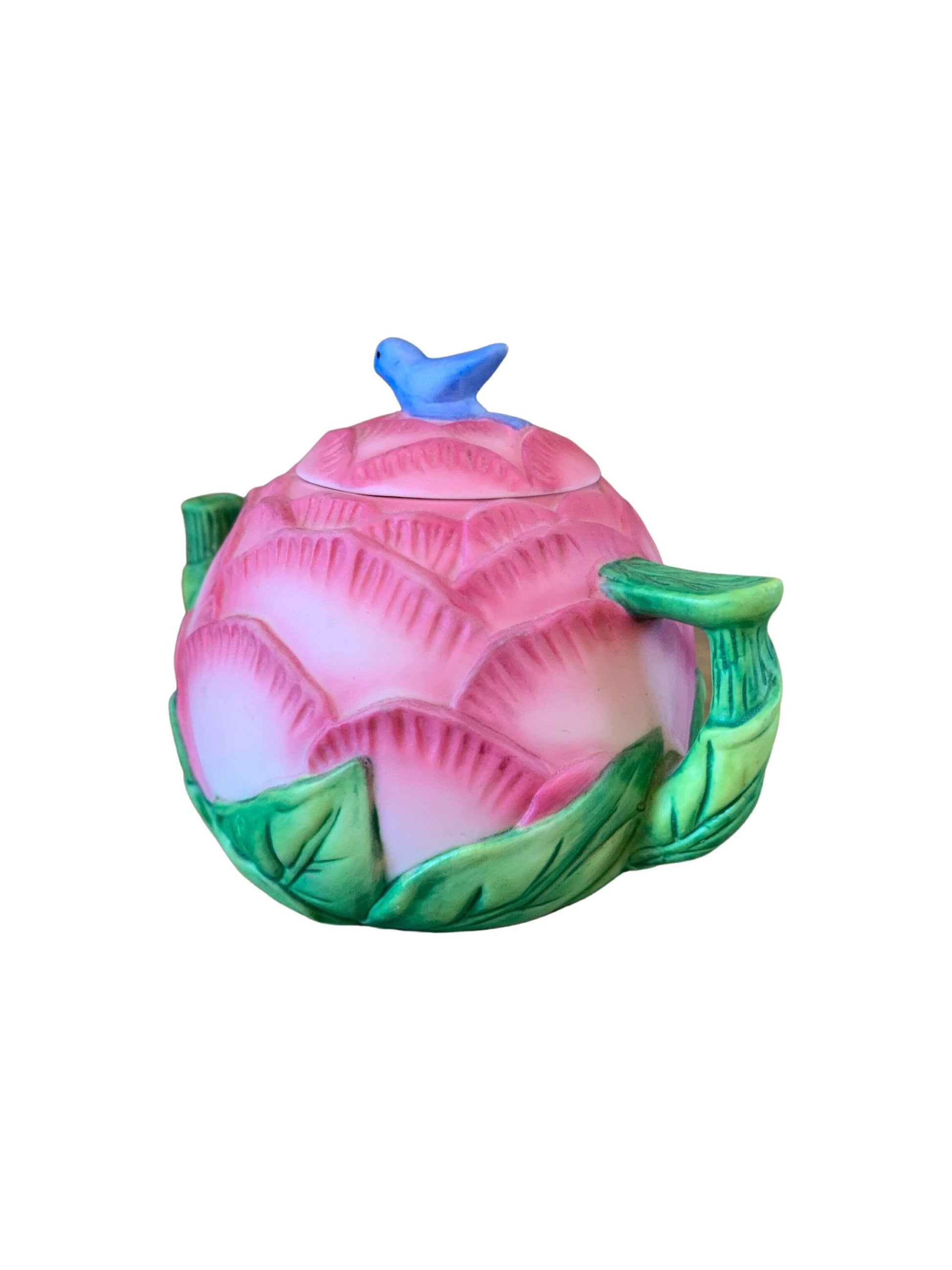 Miniature Teapot By Avon, Pink Peony Seasons Harvest, Ceramic Tea Pot Made In 1995 -Located at Funkyhouse Vintage Antique Store, Weiser Idaho