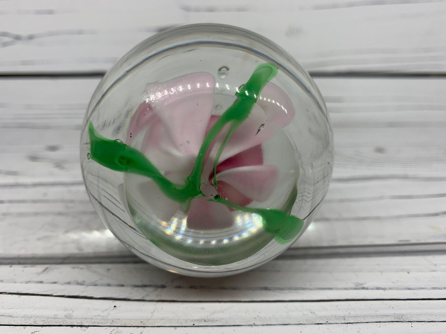 Murano Blown Art Glass Flower Paper Weight, Floral Landscape Scene -Located at Funkyhouse Vintage Antique Store, Weiser Idaho