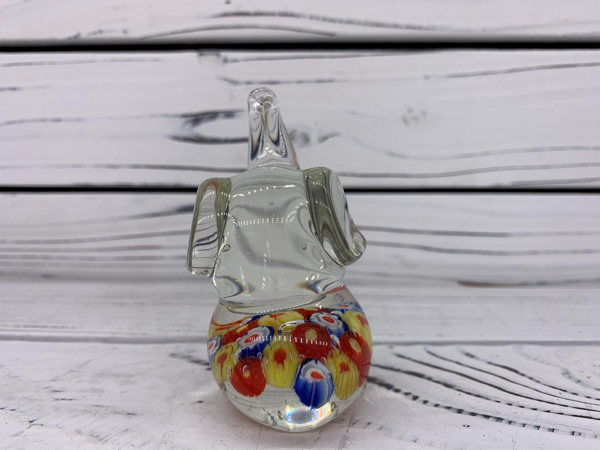 Murano Blown Art Glass Millefiori Elephant Sculpture, Italian Art Paper Weight -Located at Funkyhouse Vintage Antique Store, Weiser Idaho