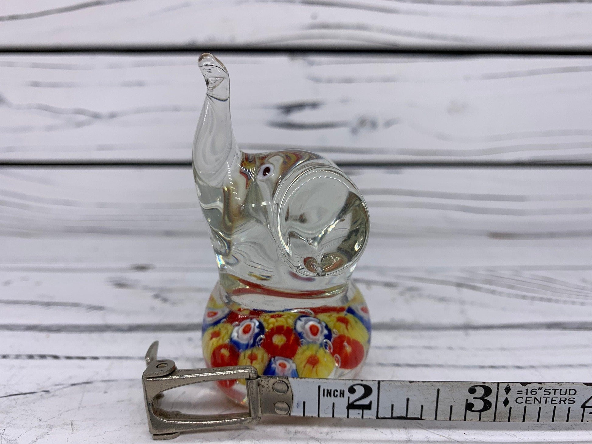 Murano Blown Art Glass Millefiori Elephant Sculpture, Italian Art Paper Weight -Located at Funkyhouse Vintage Antique Store, Weiser Idaho