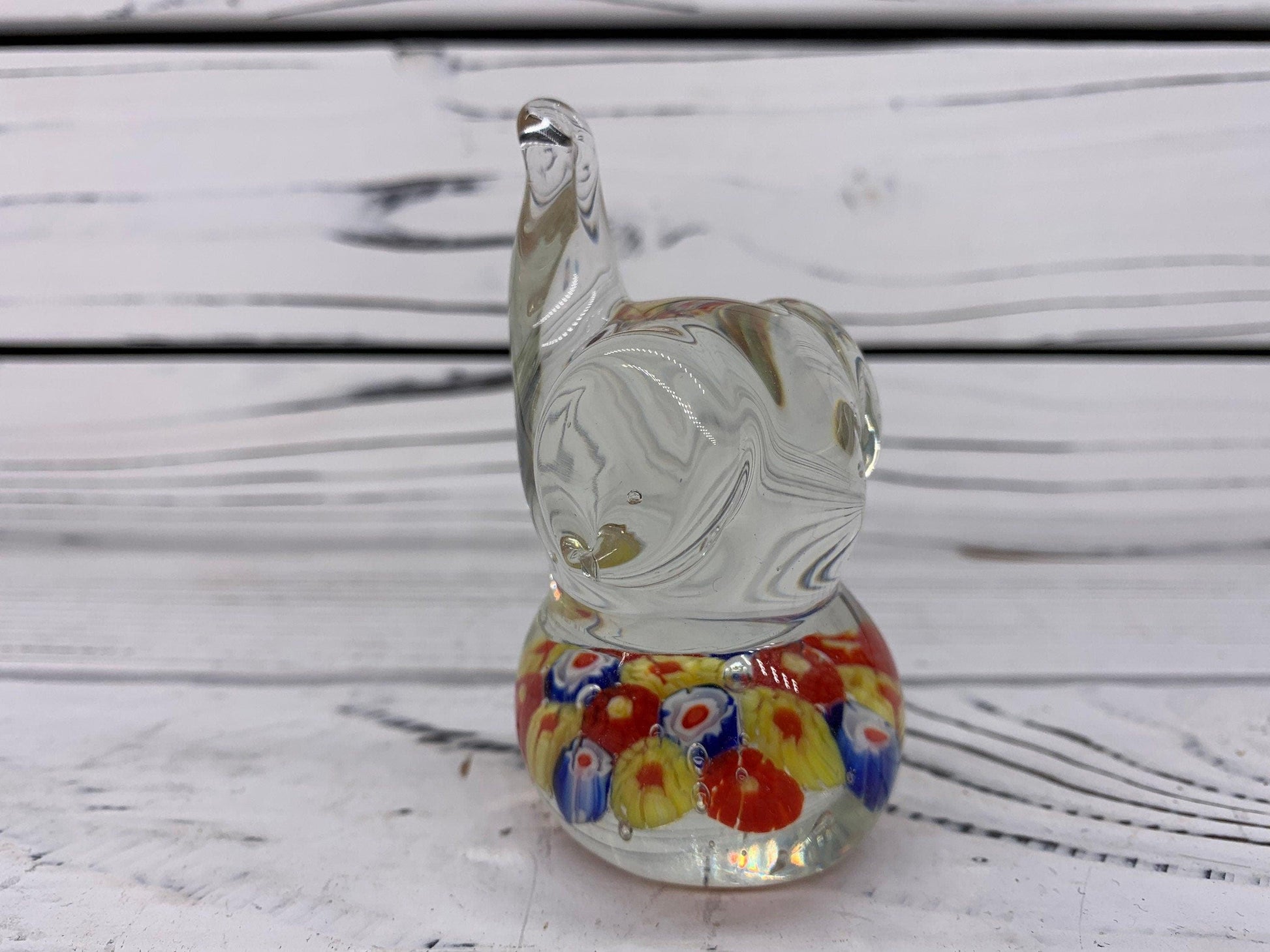 Murano Blown Art Glass Millefiori Elephant Sculpture, Italian Art Paper Weight -Located at Funkyhouse Vintage Antique Store, Weiser Idaho