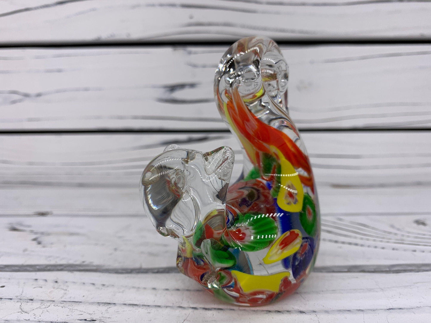 Murano Blown Art Glass Millefiori Squirrel Sculpture, Italian Art Paper Weight -Located at Funkyhouse Vintage Antique Store, Weiser Idaho