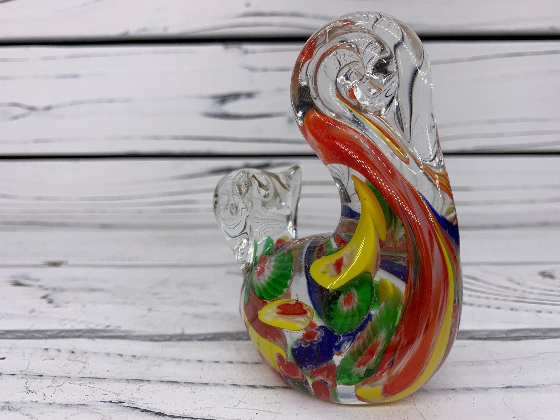 Murano Blown Art Glass Millefiori Squirrel Sculpture, Italian Art Paper Weight -Located at Funkyhouse Vintage Antique Store, Weiser Idaho