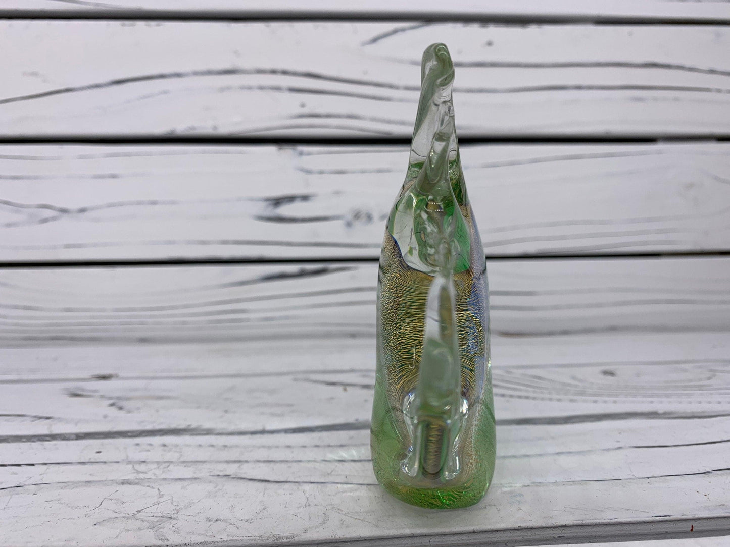 Murano Blown Glass Fish Sculpture, Shimmering Green, Purple and Gold Dust Italian Art -Located at Funkyhouse Vintage Antique Store, Weiser Idaho