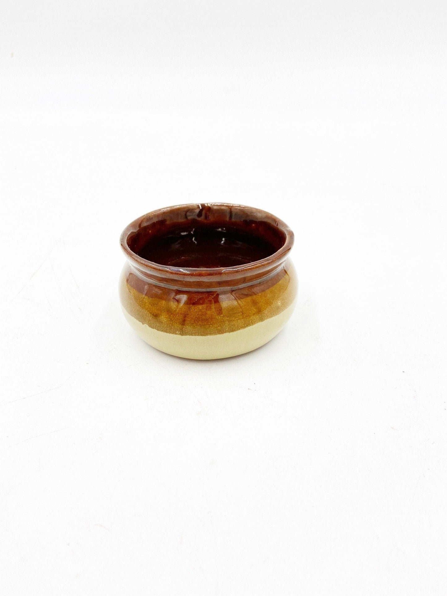 Set Of 4 Vintage Small Ceramic Brown Bowls, Set of Sugar Bowls, Trinket Dishes -Located at Funkyhouse Vintage Antique Store, Weiser Idaho