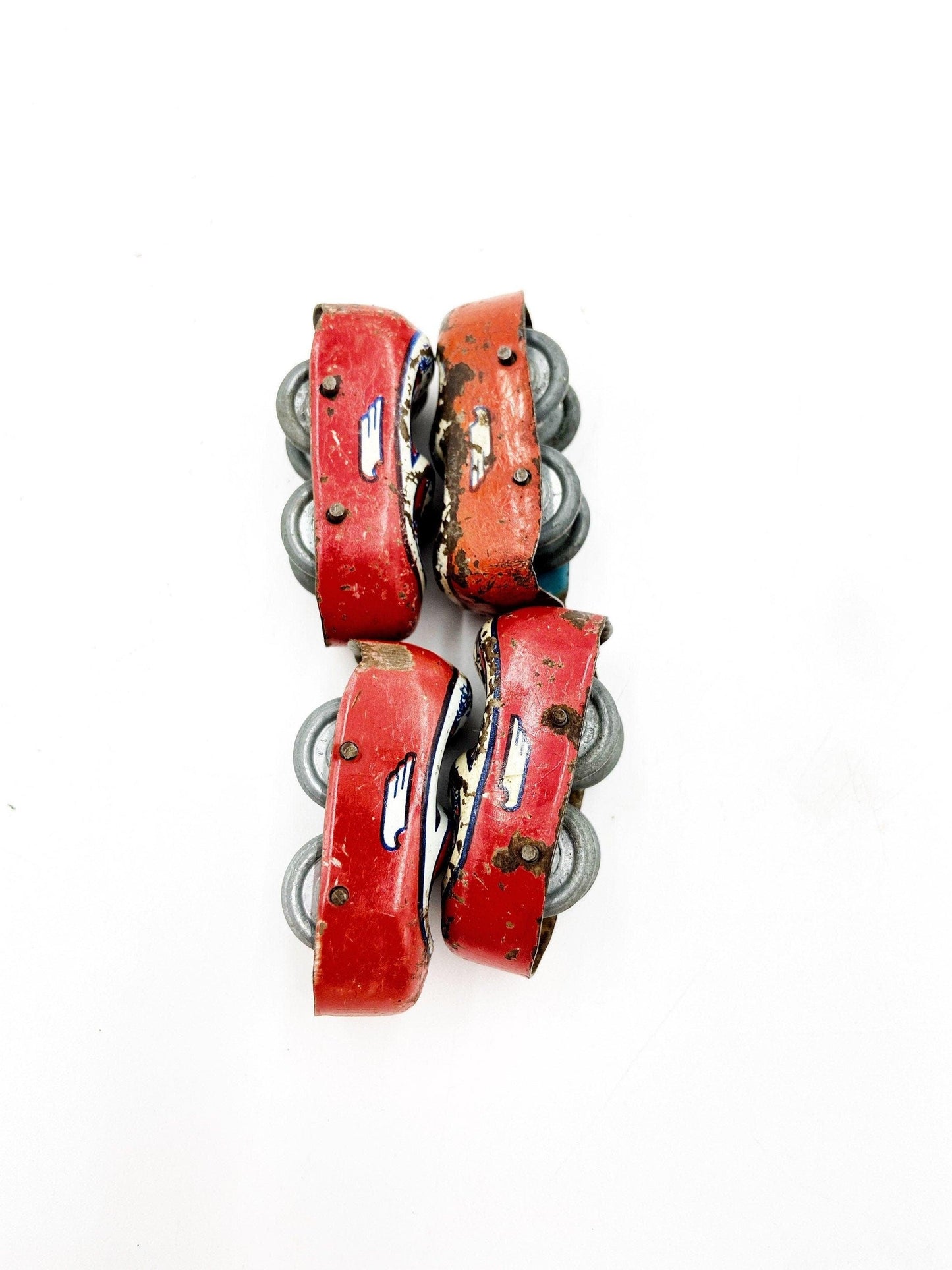 Set Of Four Vintage J Chein Tin Litho Roller Coaster Toy Cars, Antique Roller Coaster Toy Roller Coaster Set -Located at Funkyhouse Vintage Antique Store, Weiser Idaho