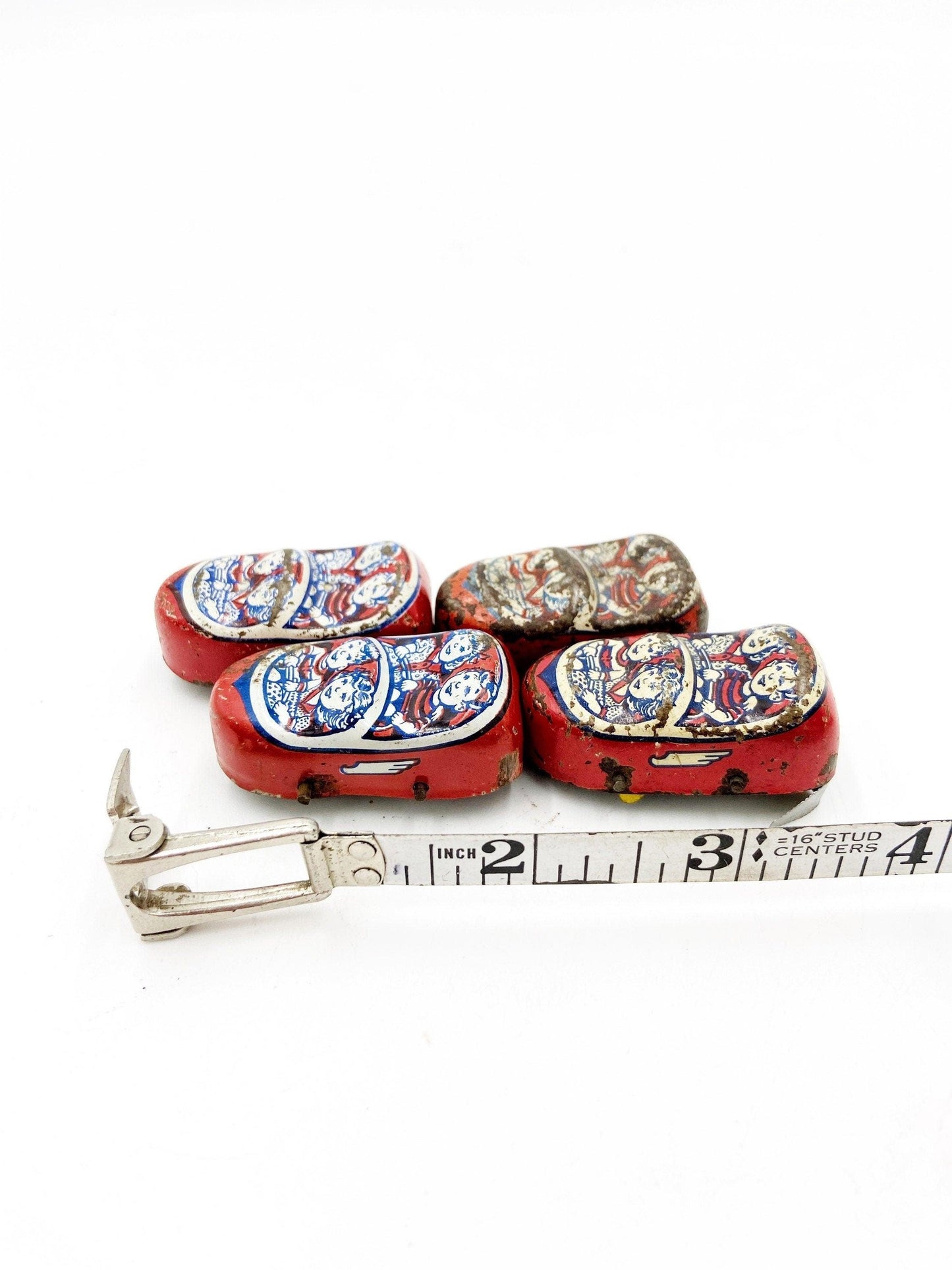 Set Of Four Vintage J Chein Tin Litho Roller Coaster Toy Cars, Antique Roller Coaster Toy Roller Coaster Set -Located at Funkyhouse Vintage Antique Store, Weiser Idaho