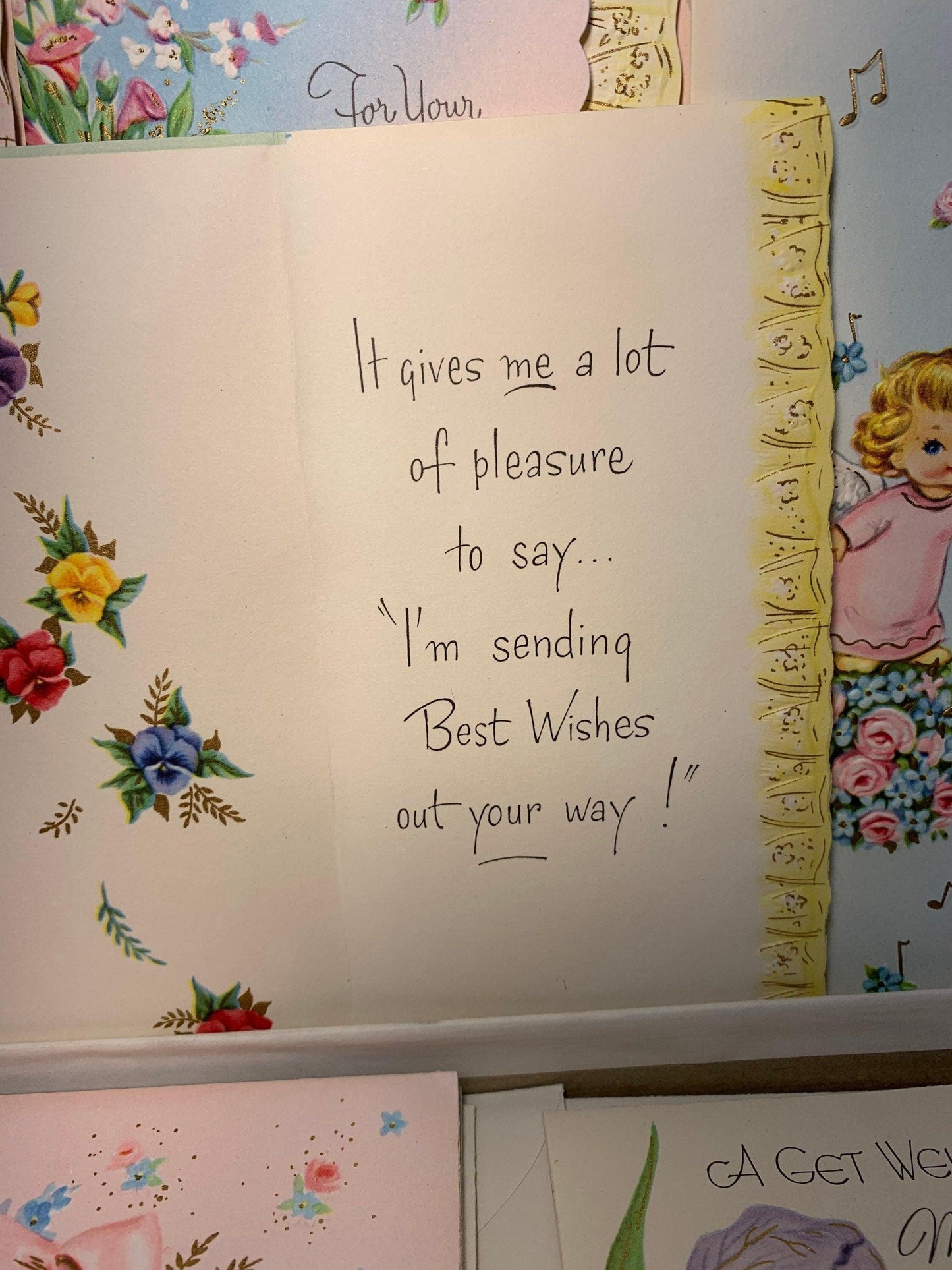 Set of Vintage Greeting Cards, Favorite Trio Variety of Greeting Cards, Birthday, Well Wishes, Thinking of You -Located at Funkyhouse Vintage Antique Store, Weiser Idaho
