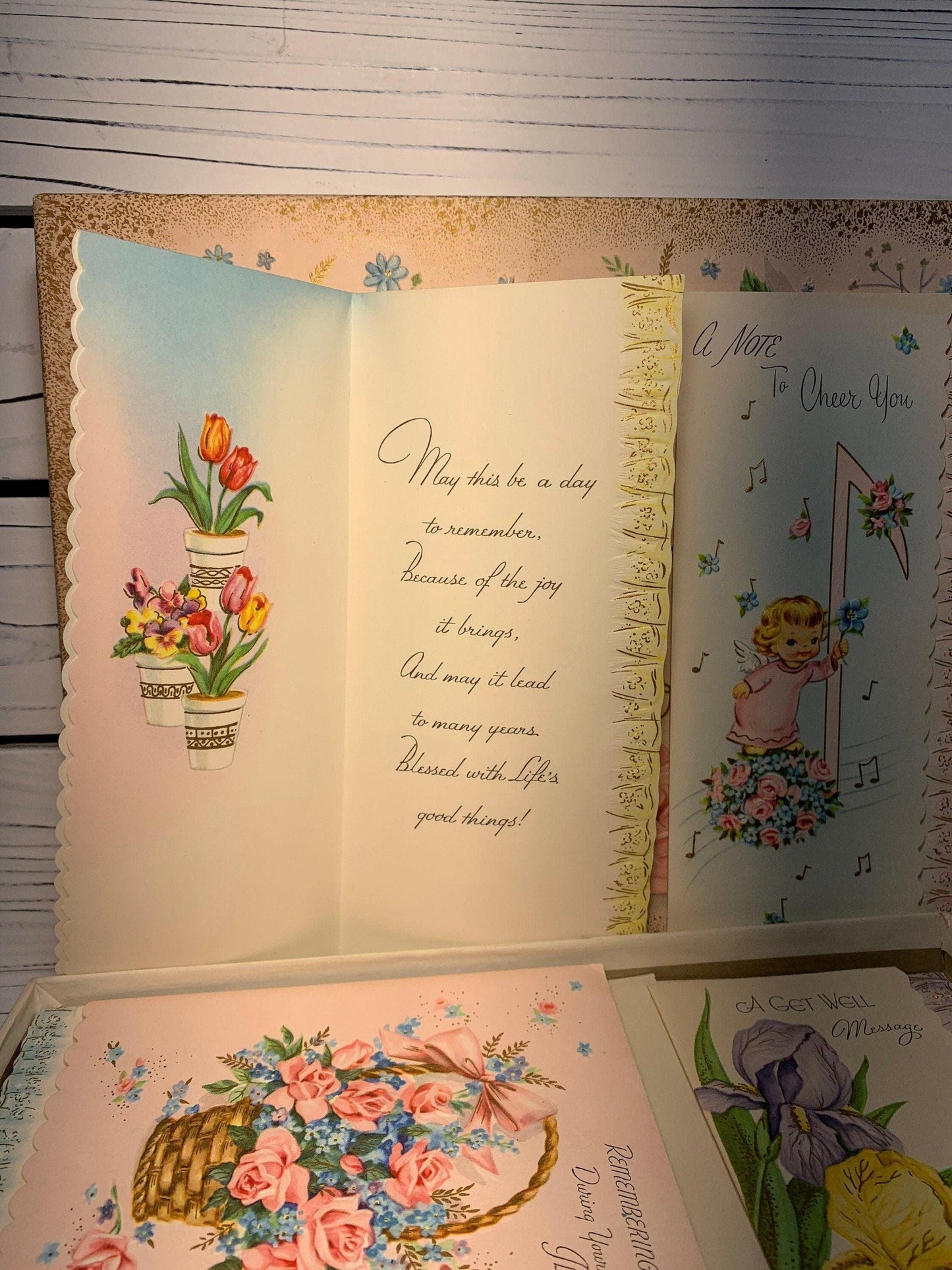 Set of Vintage Greeting Cards, Favorite Trio Variety of Greeting Cards, Birthday, Well Wishes, Thinking of You -Located at Funkyhouse Vintage Antique Store, Weiser Idaho