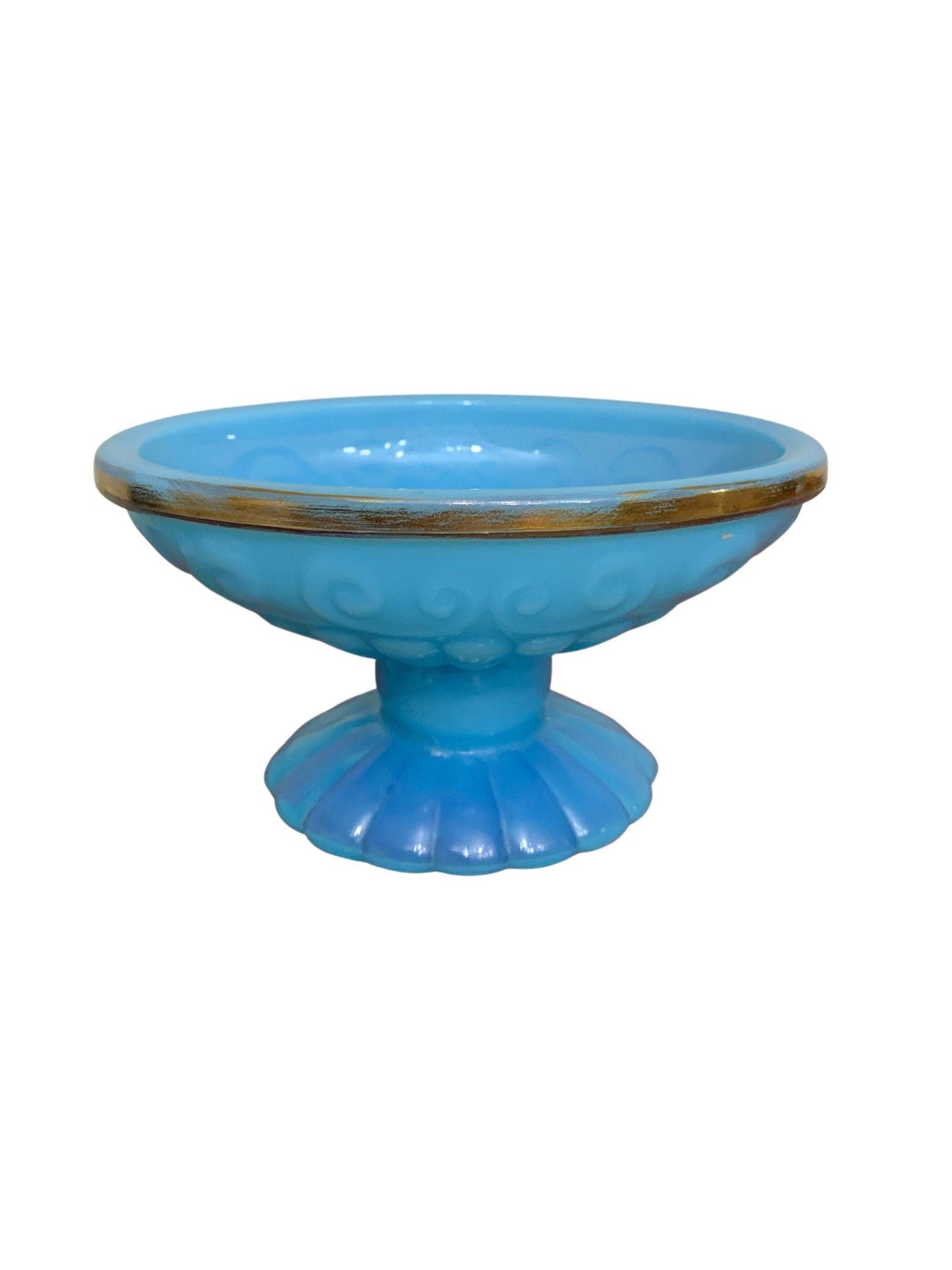 Soap Dish By Avon, Vintage Blue Bathroom Glassware With Gold Edge, Bathroom Decor -Located at Funkyhouse Vintage Antique Store, Weiser Idaho