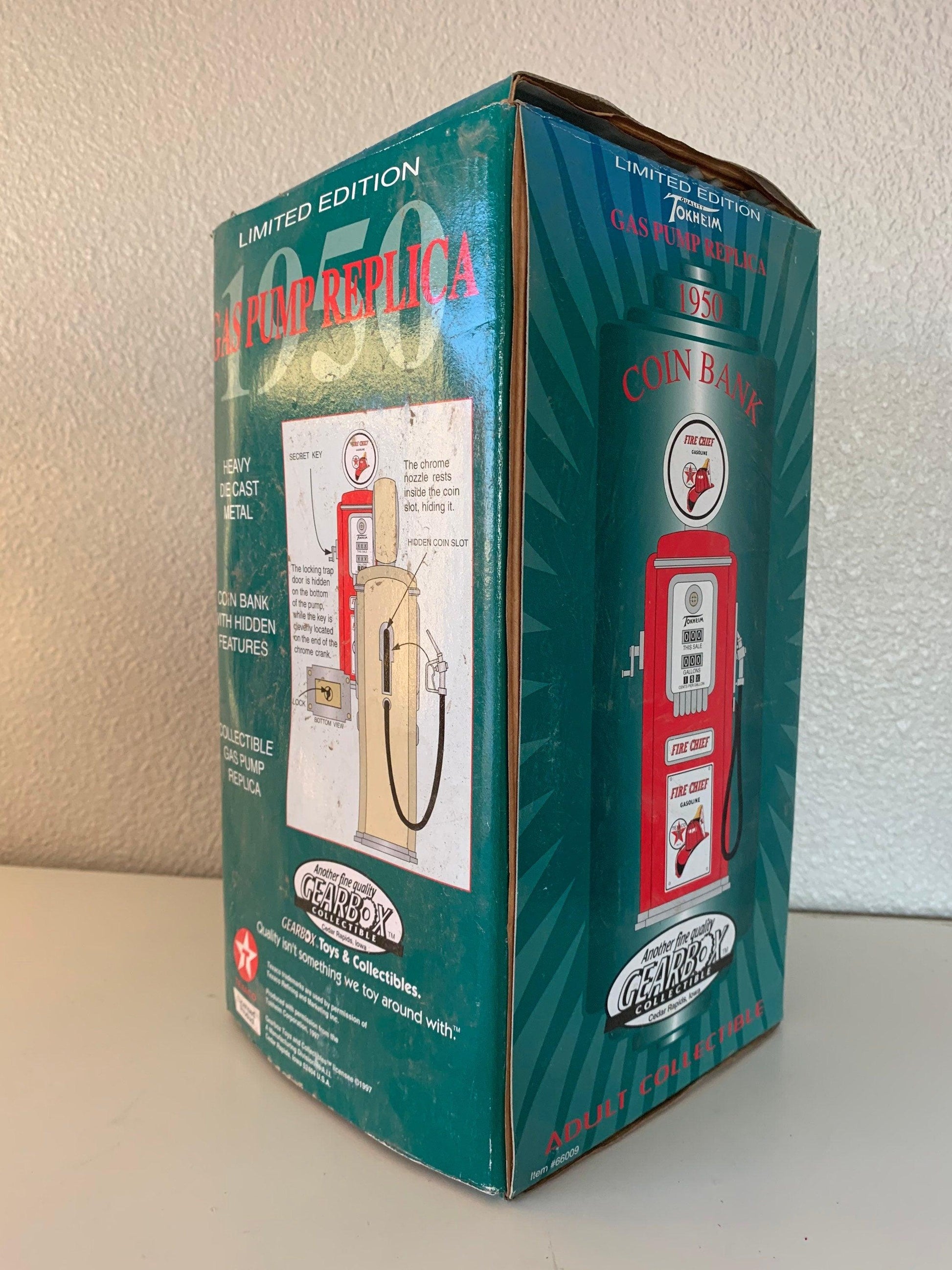 Texaco Fire Chief 1950 Tokheim Diecast Gas Pump Coin Bank, Limited Edition Collectible, Gas And Oil Memorabilia, Gas Station Classic Car -Located at Funkyhouse Vintage Antique Store, Weiser Idaho