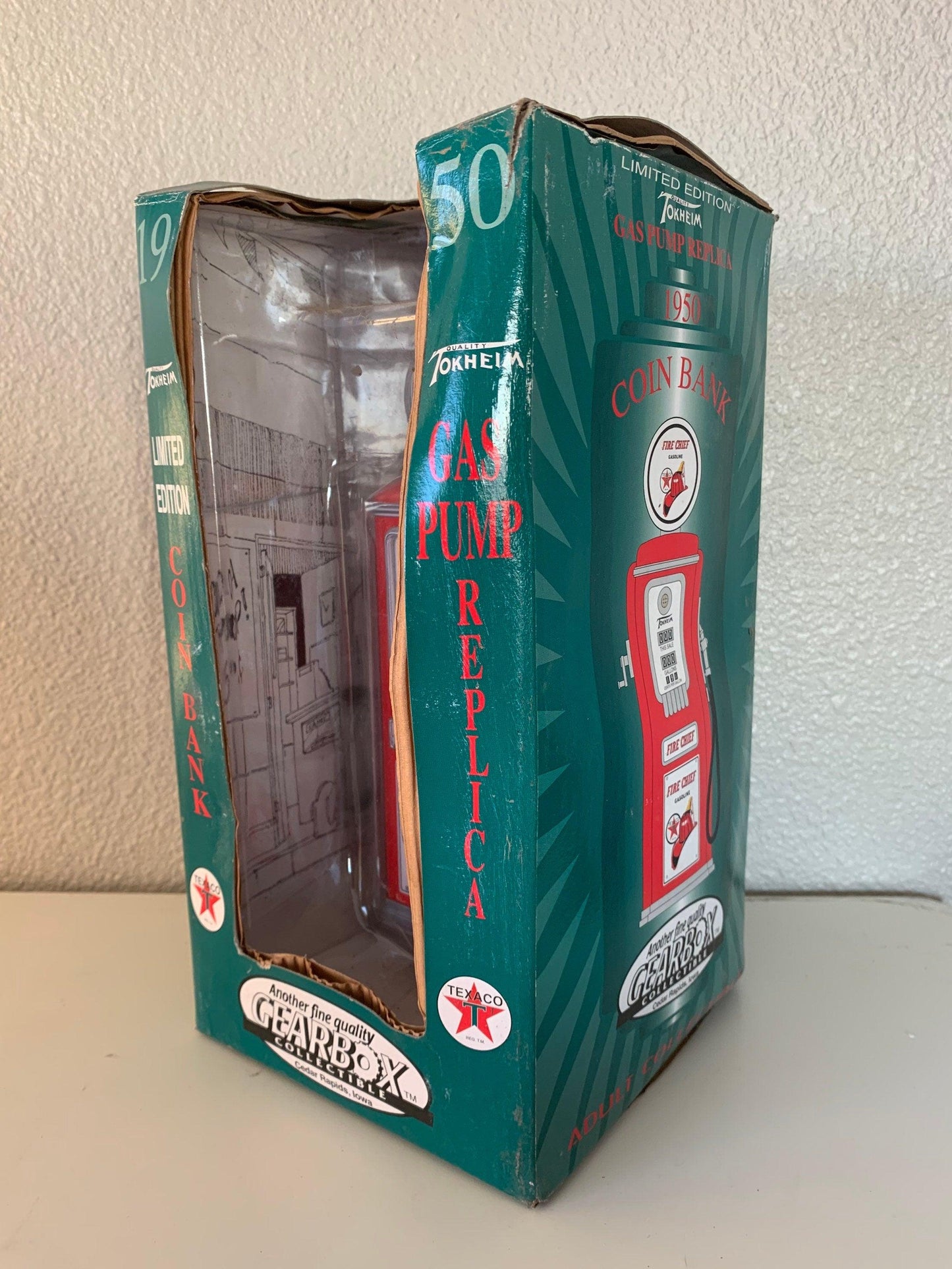Texaco Fire Chief 1950 Tokheim Diecast Gas Pump Coin Bank, Limited Edition Collectible, Gas And Oil Memorabilia, Gas Station Classic Car -Located at Funkyhouse Vintage Antique Store, Weiser Idaho