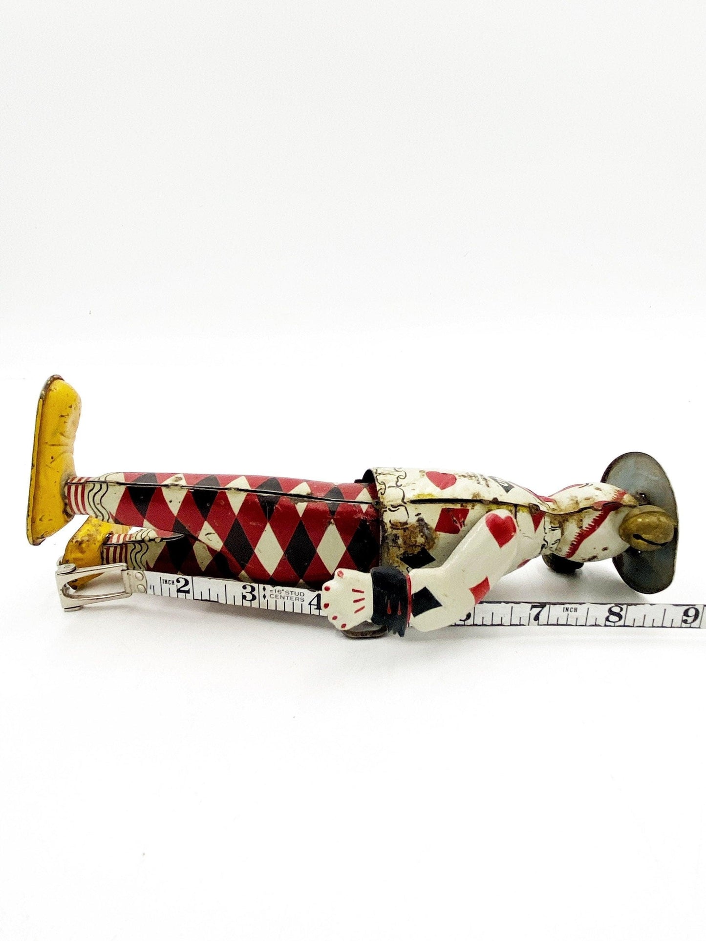 Tom Twist ‘The Funny Show’ The Funny Clown by The Ferdinand Strauss Corporation, Circa 1920s, Wind Up Tin Toys, Red Black White -Located at Funkyhouse Vintage Antique Store, Weiser Idaho