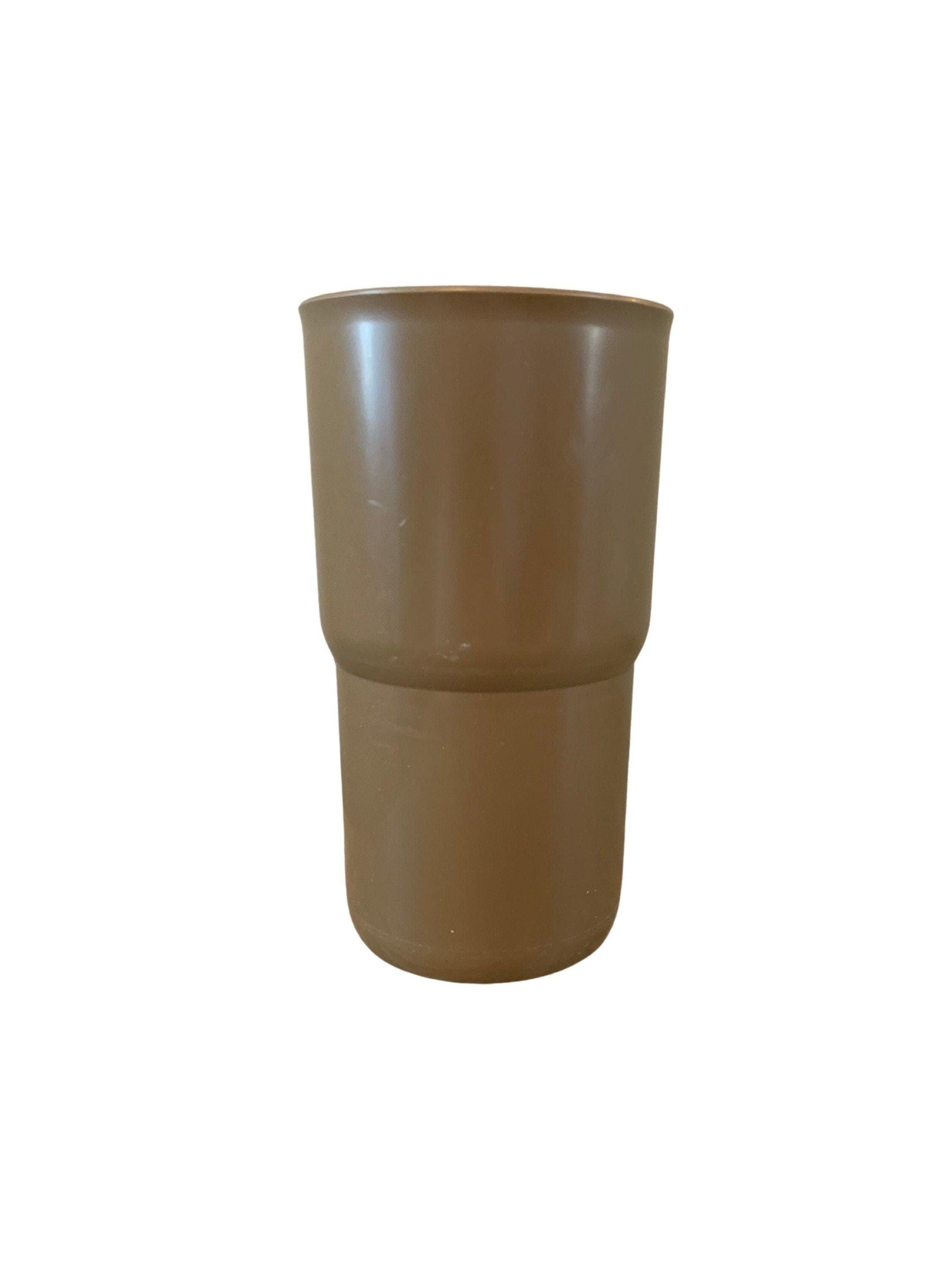 Tupperware Cups, Set of 4 Vintage Impressions Brown Tumblers, 12 Oz -Located at Funkyhouse Vintage Antique Store, Weiser Idaho