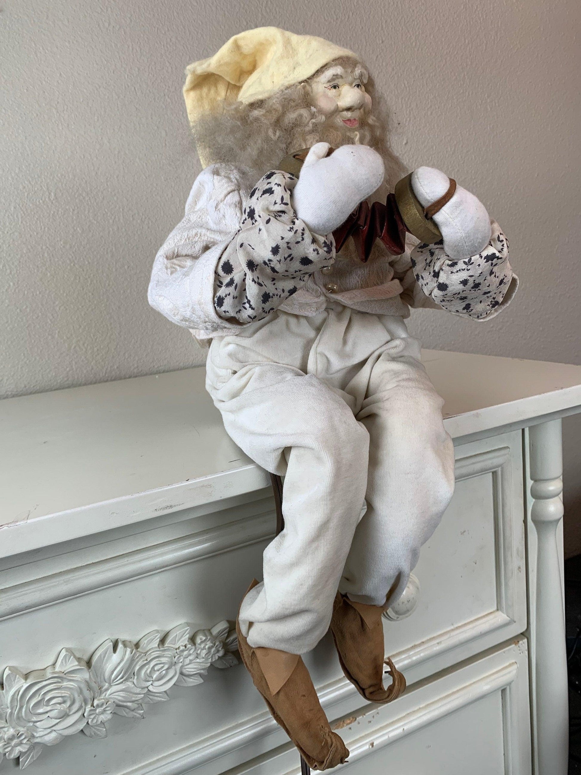 Vintage Animatronic Elf Playing Accordion, Sitting Mantle Animated Christmas Doll, Moving Electric Decor -Located at Funkyhouse Vintage Antique Store, Weiser Idaho