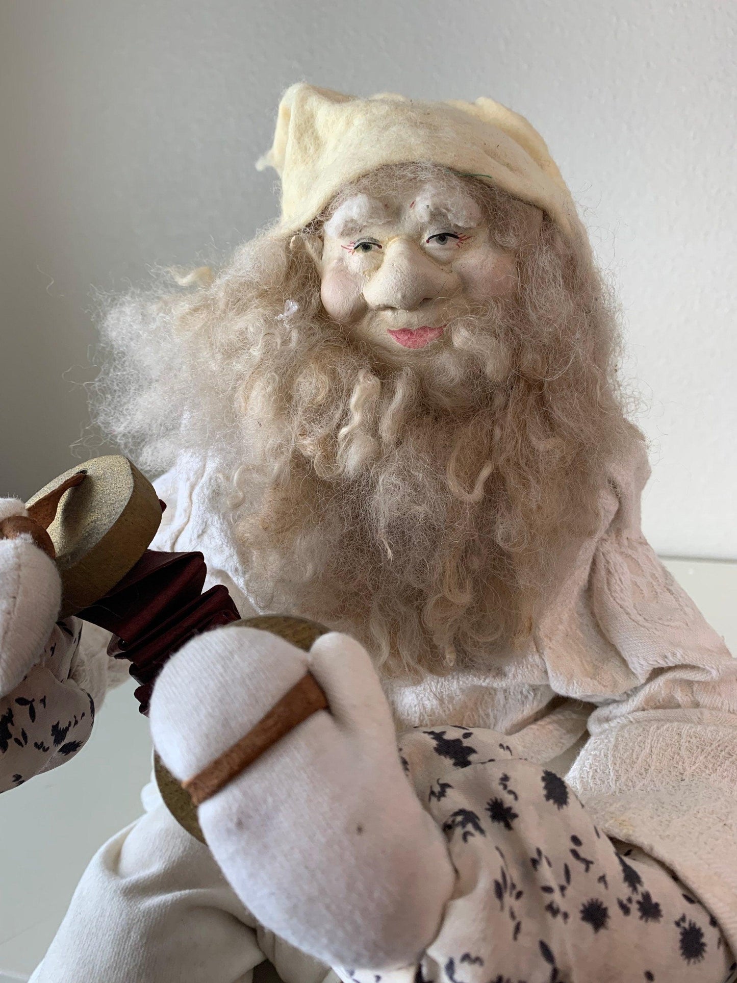 Vintage Animatronic Elf Playing Accordion, Sitting Mantle Animated Christmas Doll, Moving Electric Decor -Located at Funkyhouse Vintage Antique Store, Weiser Idaho