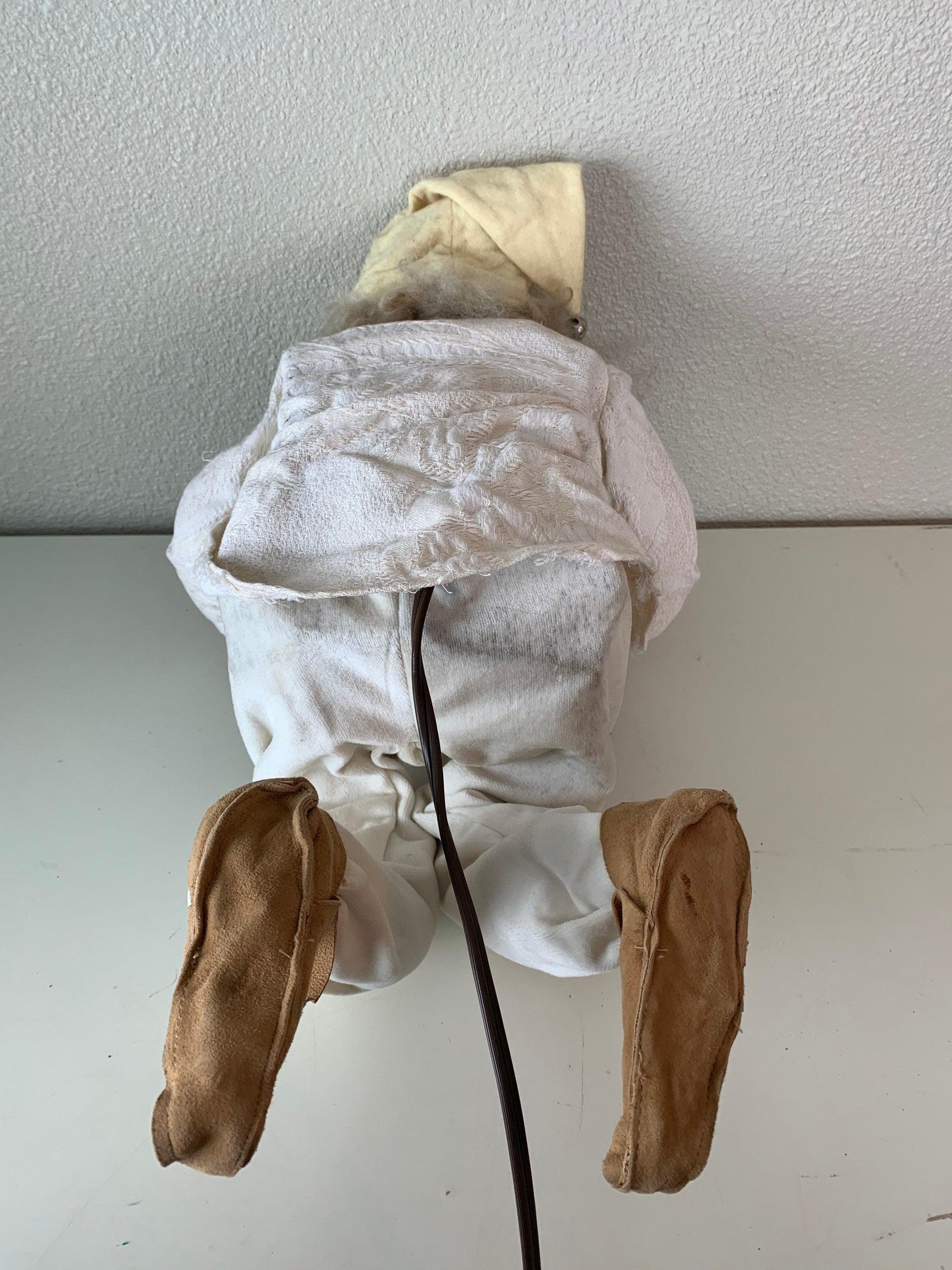 Vintage Animatronic Elf Playing Accordion, Sitting Mantle Animated Christmas Doll, Moving Electric Decor -Located at Funkyhouse Vintage Antique Store, Weiser Idaho