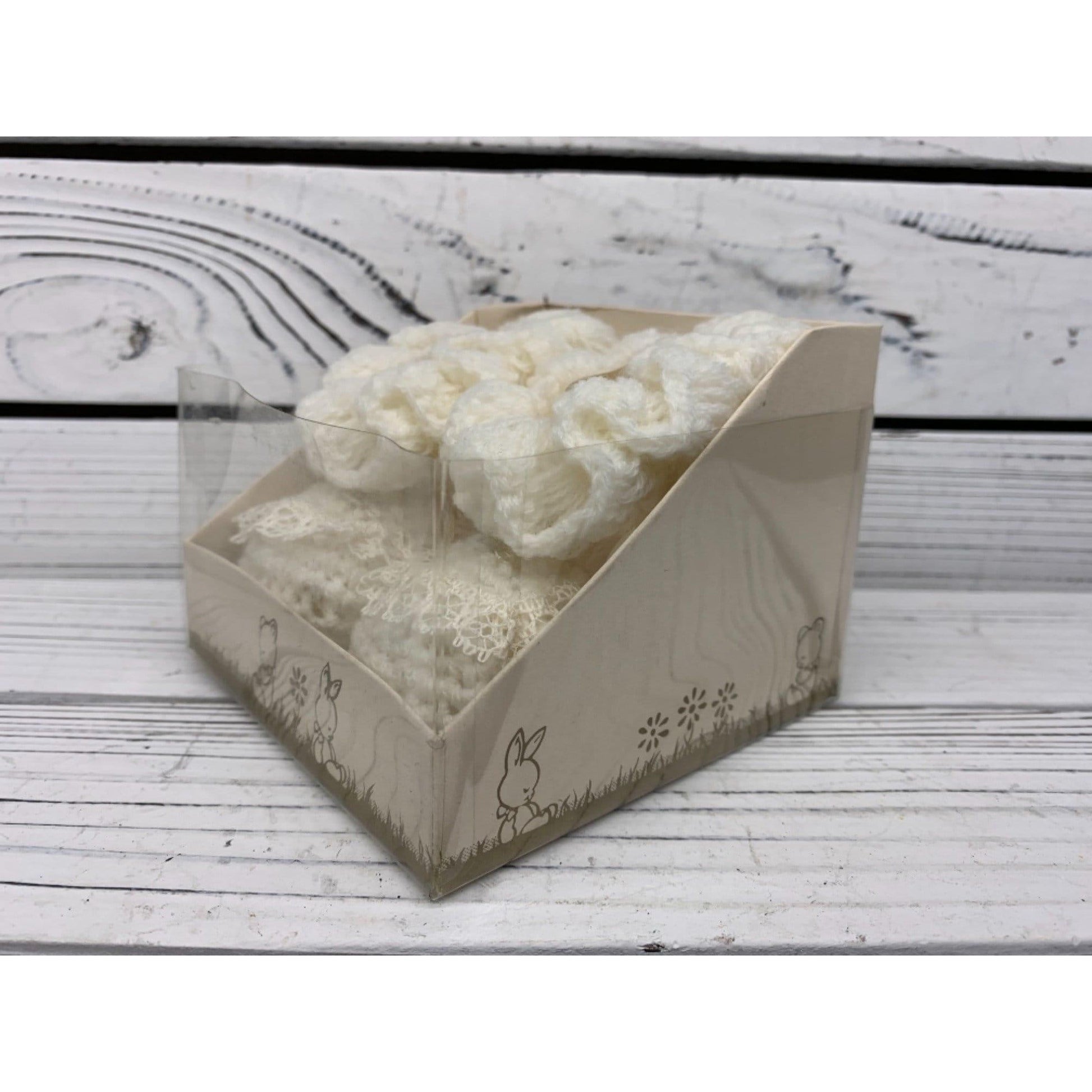 Vintage Baby Booties, Cream Knitted Fancy Cloth Shoes For Infants -Located at Funkyhouse Vintage Antique Store, Weiser Idaho
