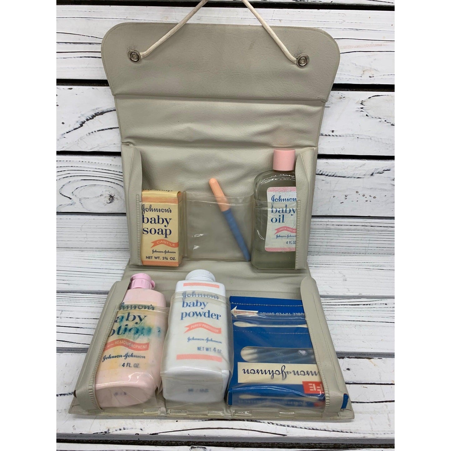 Vintage Baby Grooming Set, Baby Lotion, Powder, Soap, Oil And Swabs In A Case -Located at Funkyhouse Vintage Antique Store, Weiser Idaho