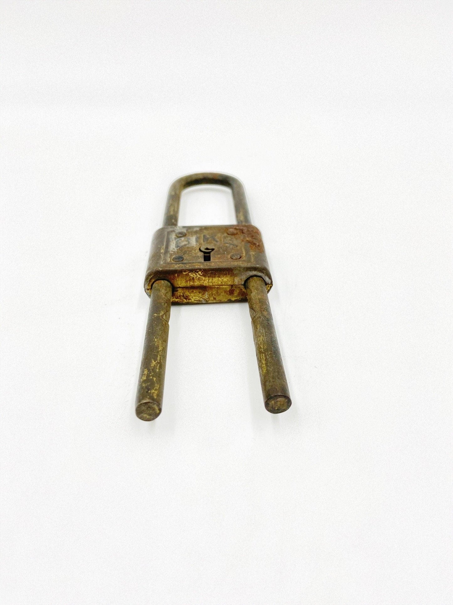 Vintage BIKE Brand Padlock, Rusty Old Home Decor, No Key, Country Farmhouse Decor, Primitive Knick Knacks, Lock No Key -Located at Funkyhouse Vintage Antique Store, Weiser Idaho