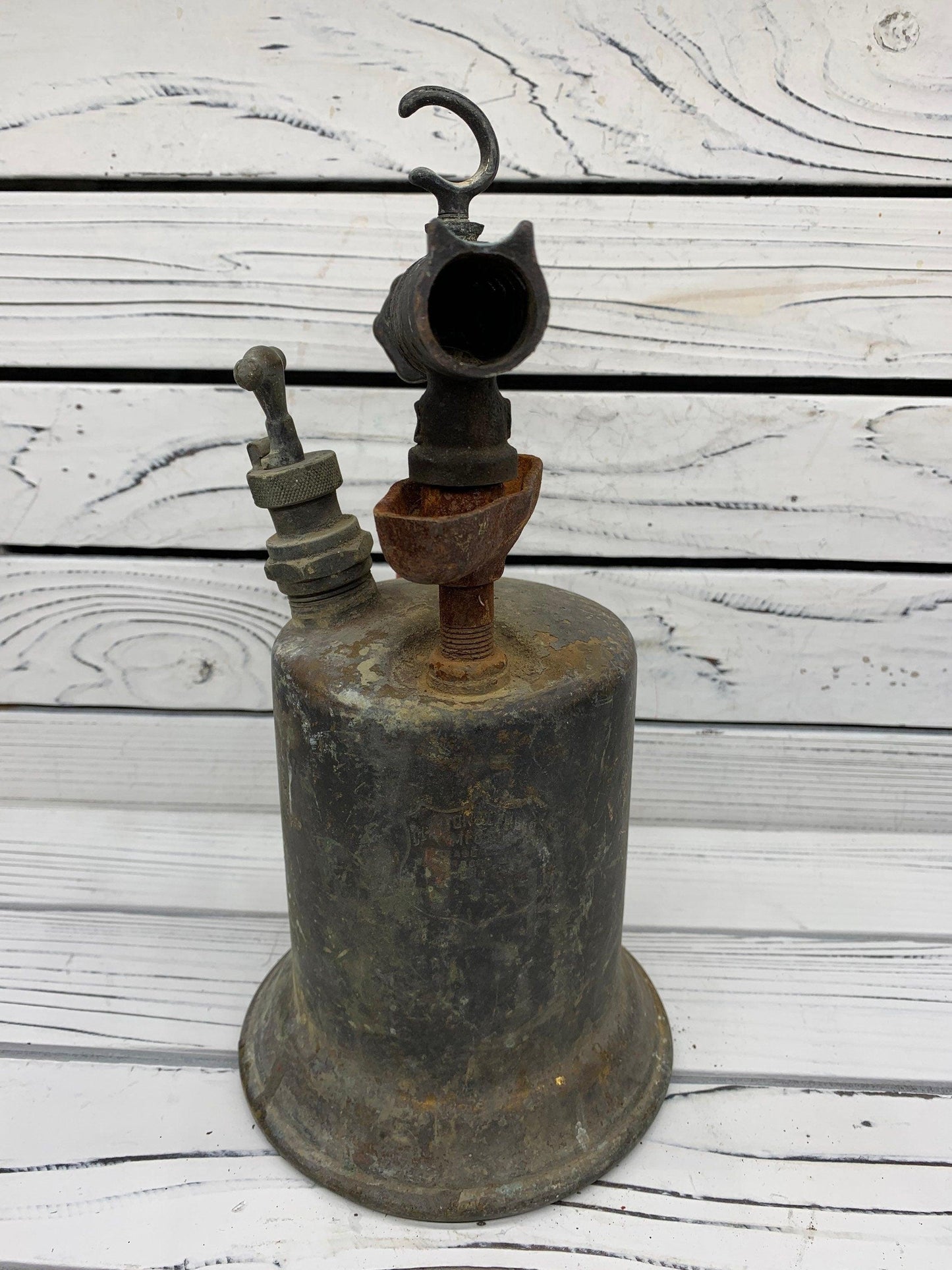Vintage Blow Torch Brass, Antique Blowtorch with Red Handle, Industrial Dark Academia Decor, Man Cave or Garage, Indie Room Decor, Daft Punk -Located at Funkyhouse Vintage Antique Store, Weiser Idaho