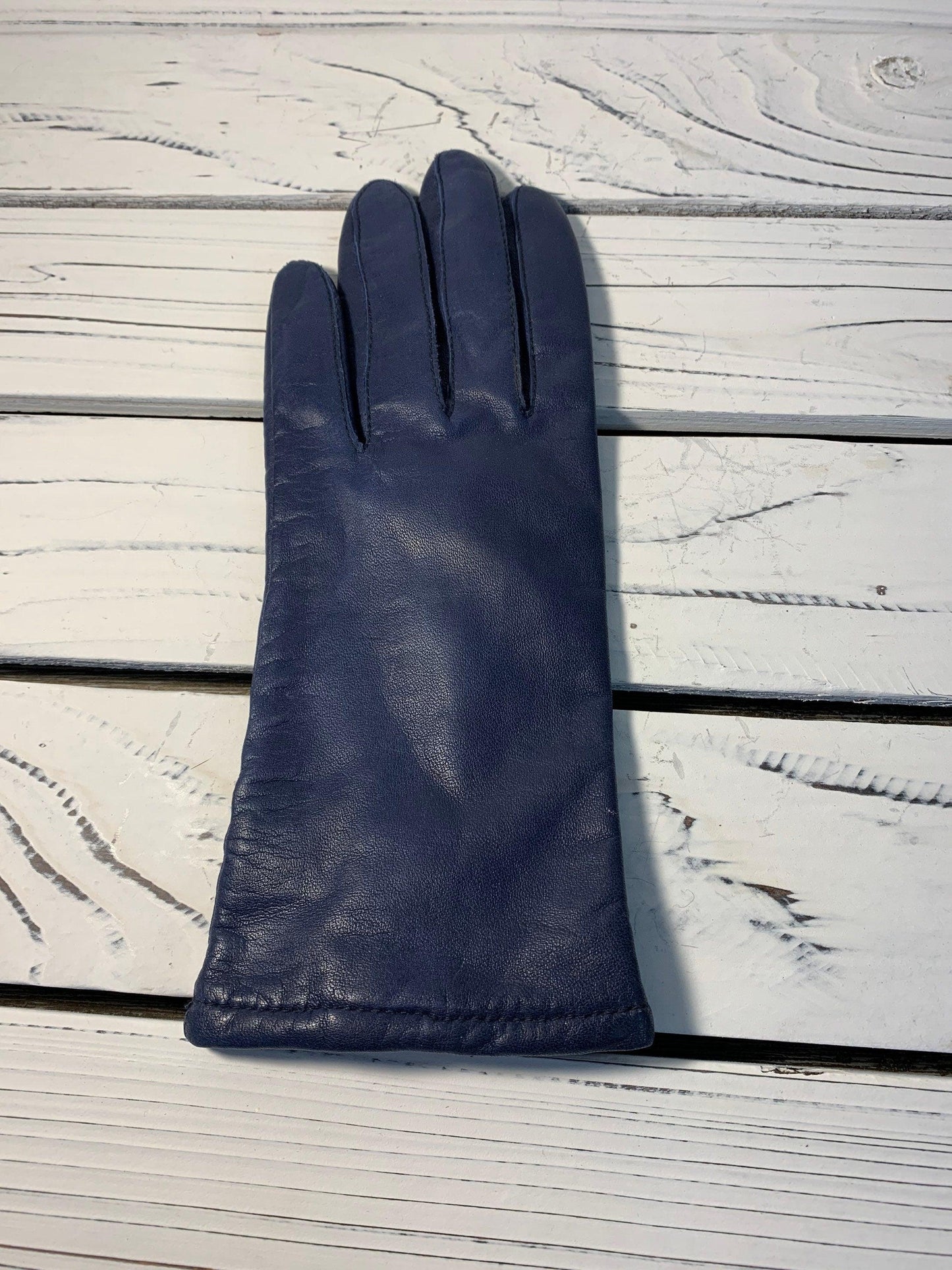 Vintage Blue Leather Gloves, Size 7 Fownes Gloves -Located at Funkyhouse Vintage Antique Store, Weiser Idaho