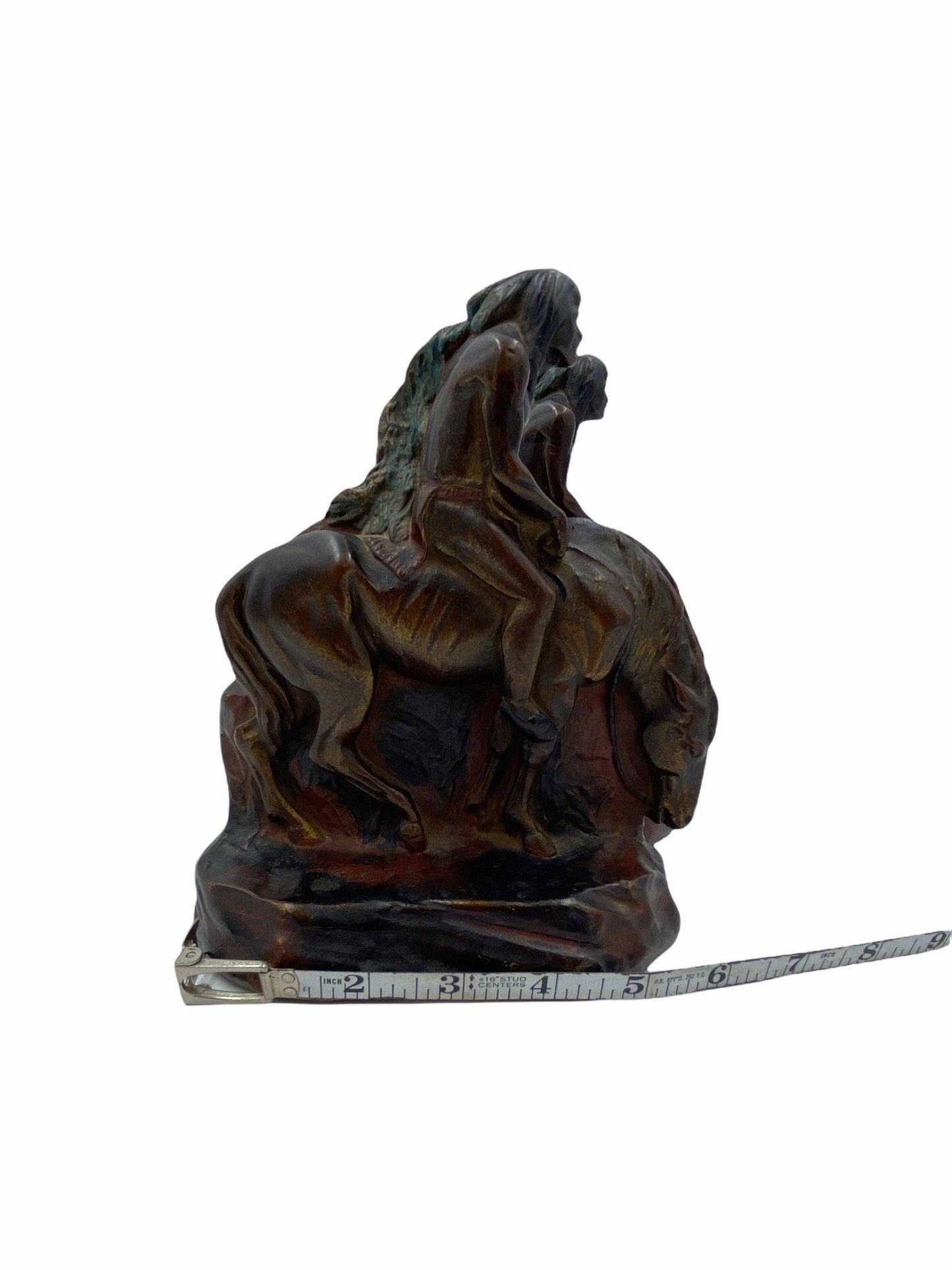 Vintage Bookends, Searching American Indian on Horseback by NYC Born Sculptor John Ruhl -Located at Funkyhouse Vintage Antique Store, Weiser Idaho