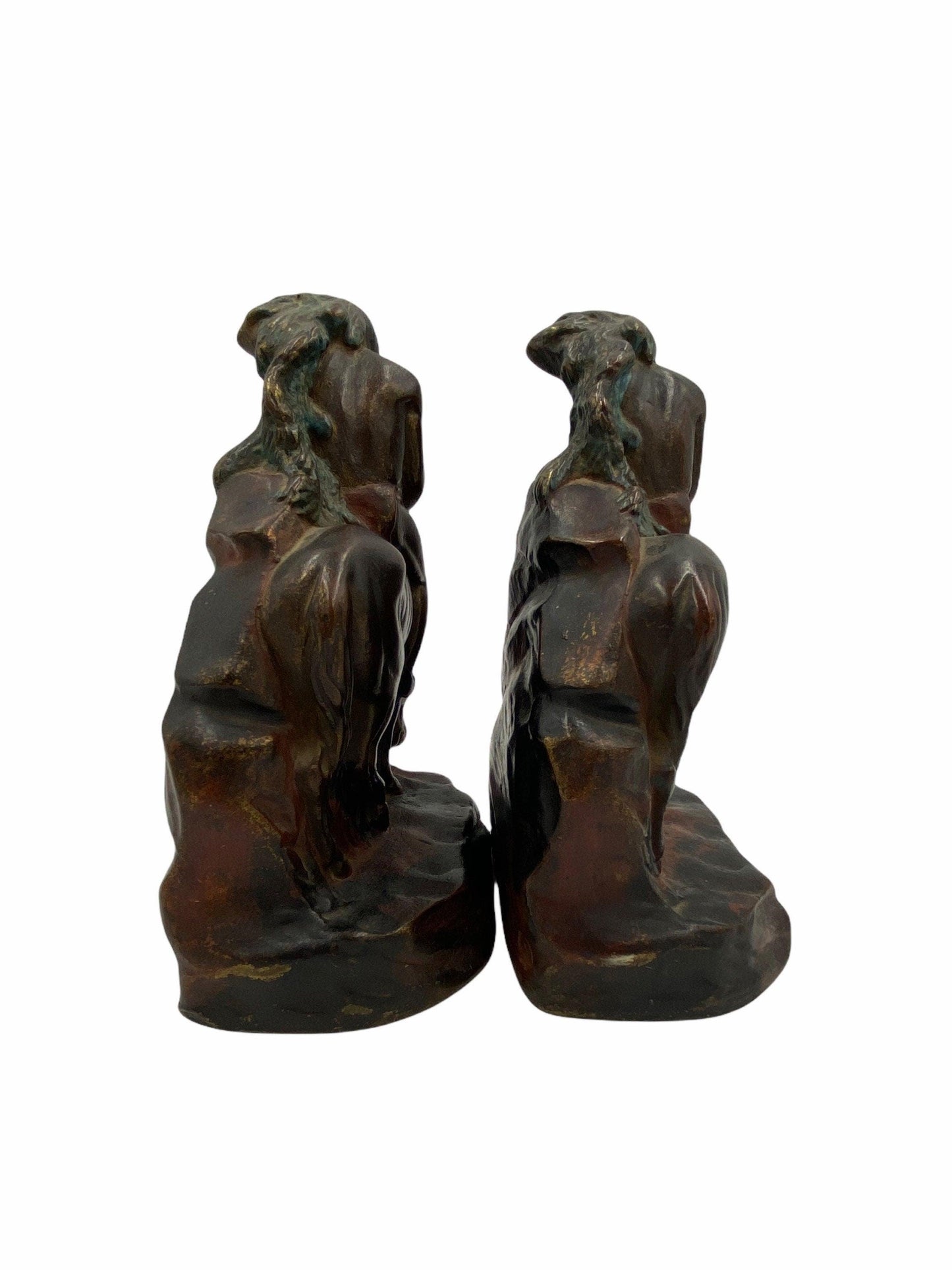 Vintage Bookends, Searching American Indian on Horseback by NYC Born Sculptor John Ruhl -Located at Funkyhouse Vintage Antique Store, Weiser Idaho