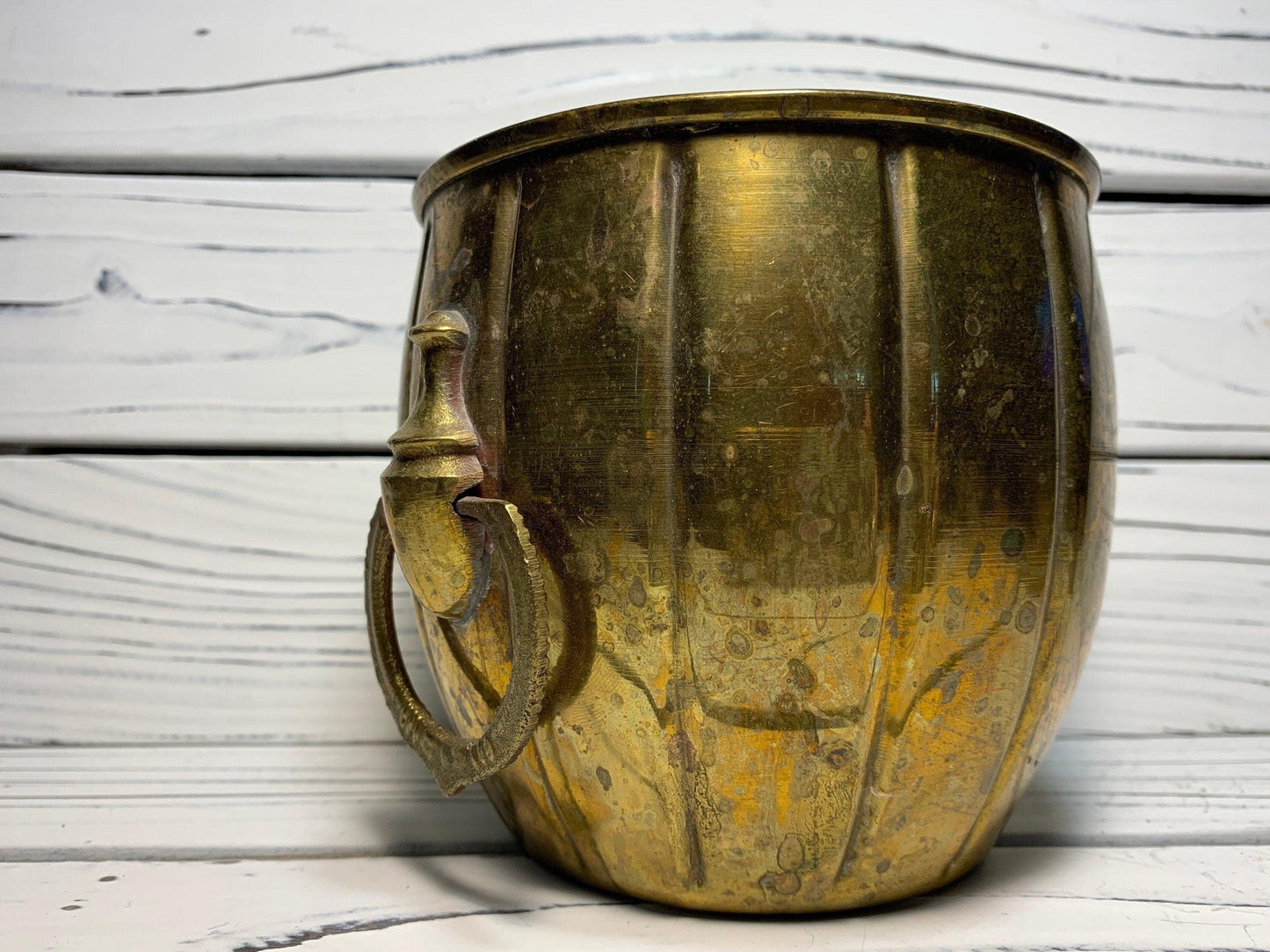 Vintage Brass Pot, Decorative Brass Planter or Candle Holder -Located at Funkyhouse Vintage Antique Store, Weiser Idaho